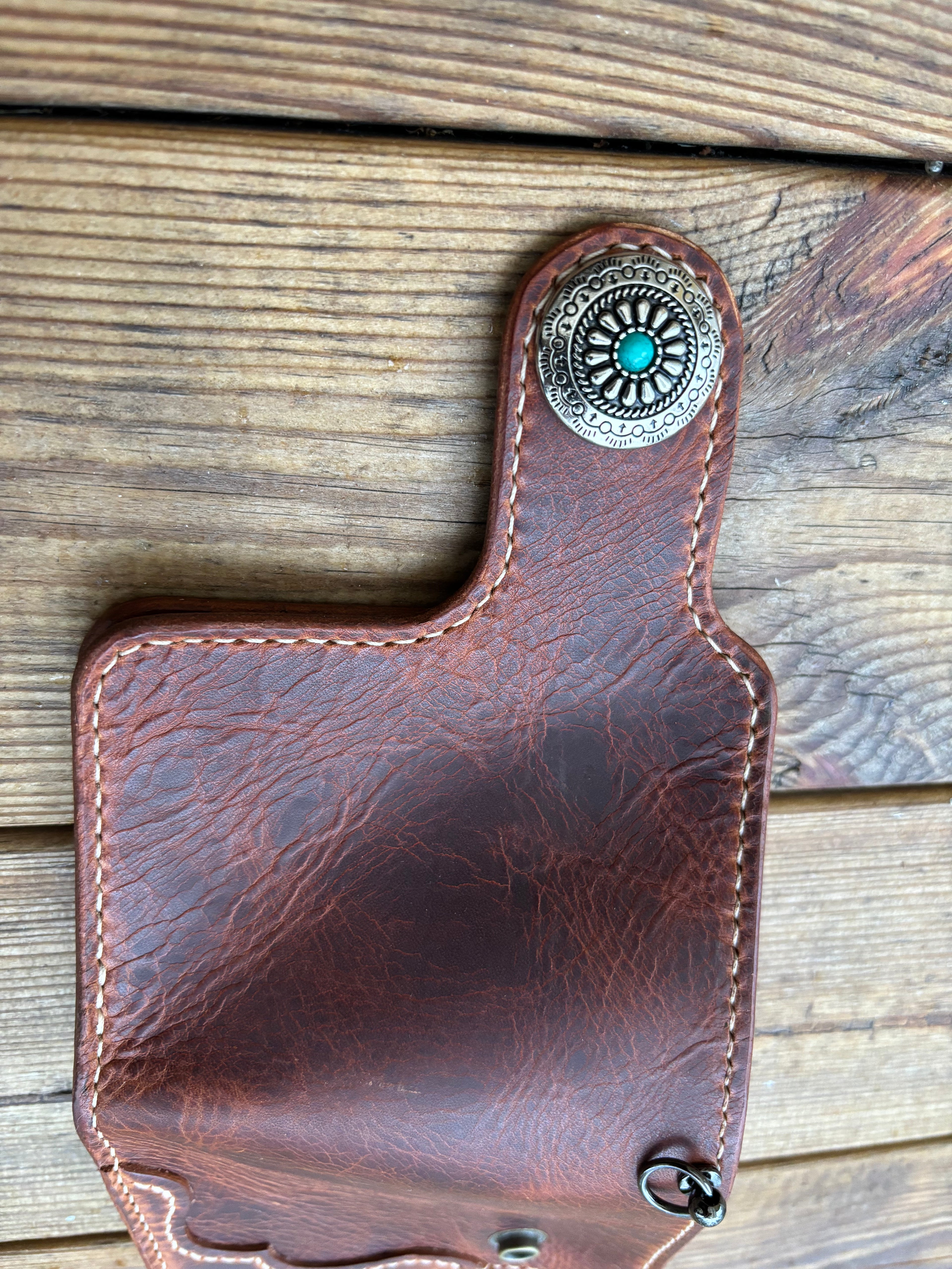 Handmade Biker Wallet, Leather Biker Wallet With Coin purse, Concho Wallet, Leather Chain Wallet handcrafted using Italian Waxy Leather