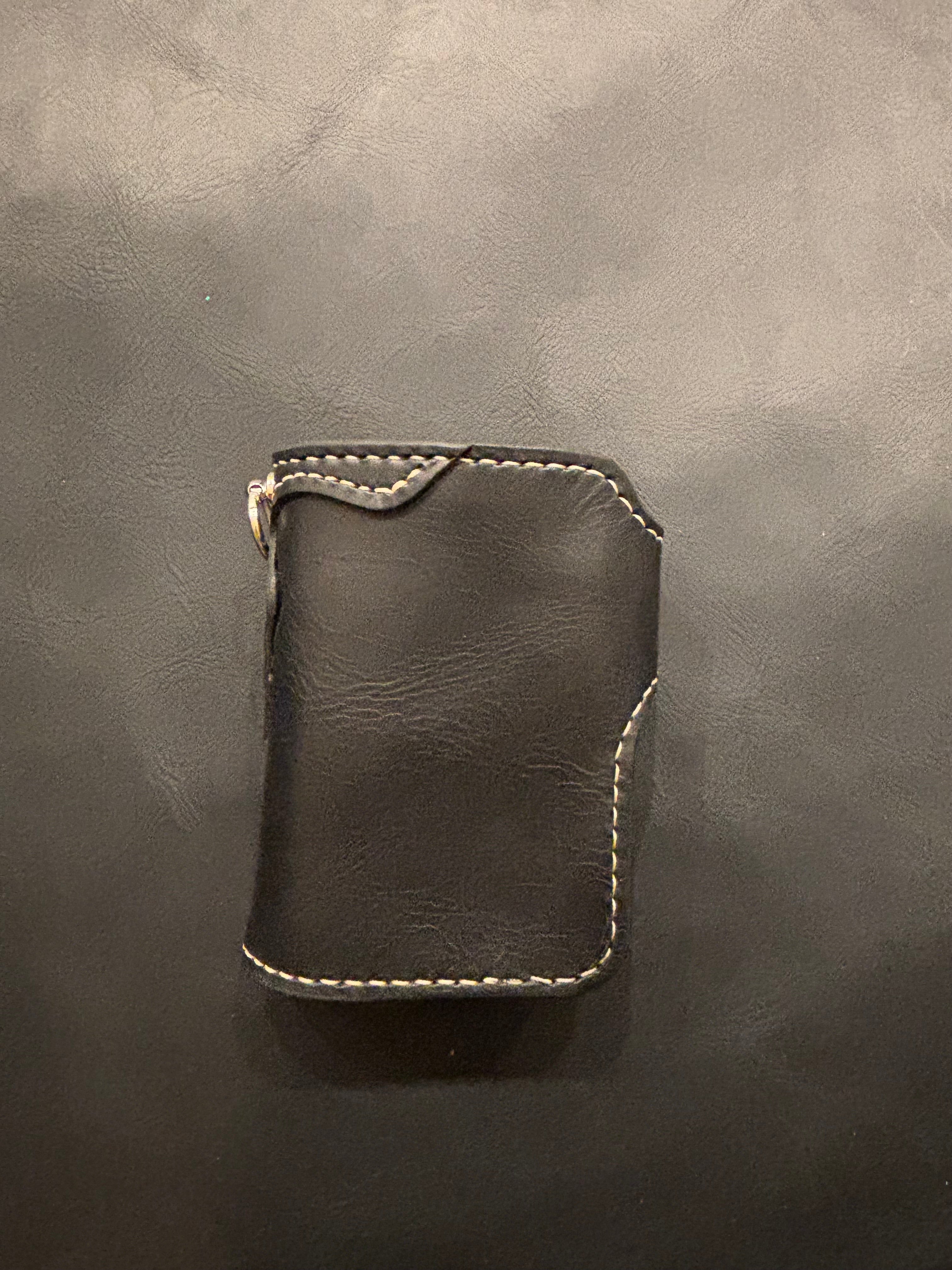 Biker wallet handcrafted using Black Waxy Vegetable Tanned Leather