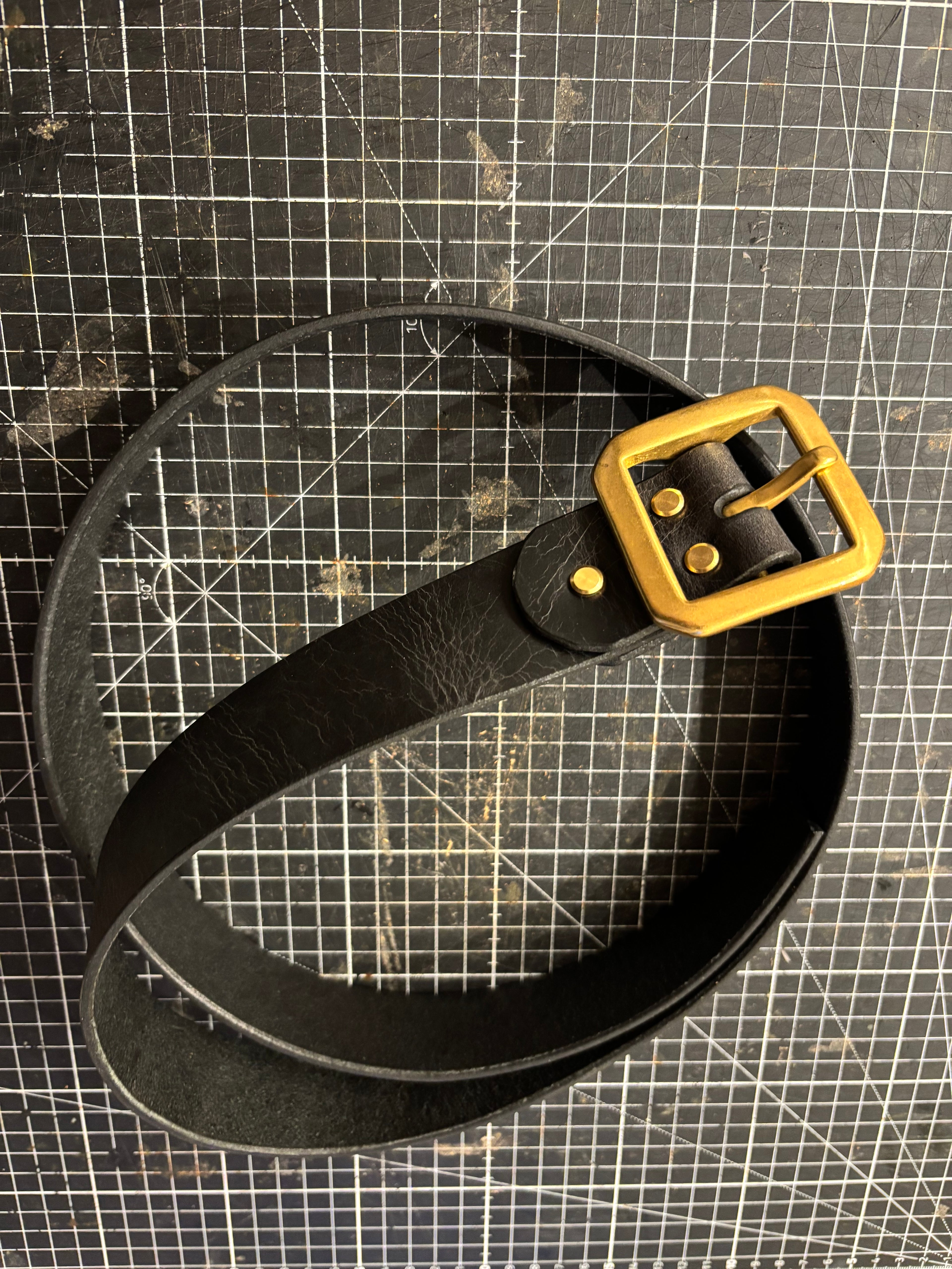 Leather Belt with Solid Brass Buckle