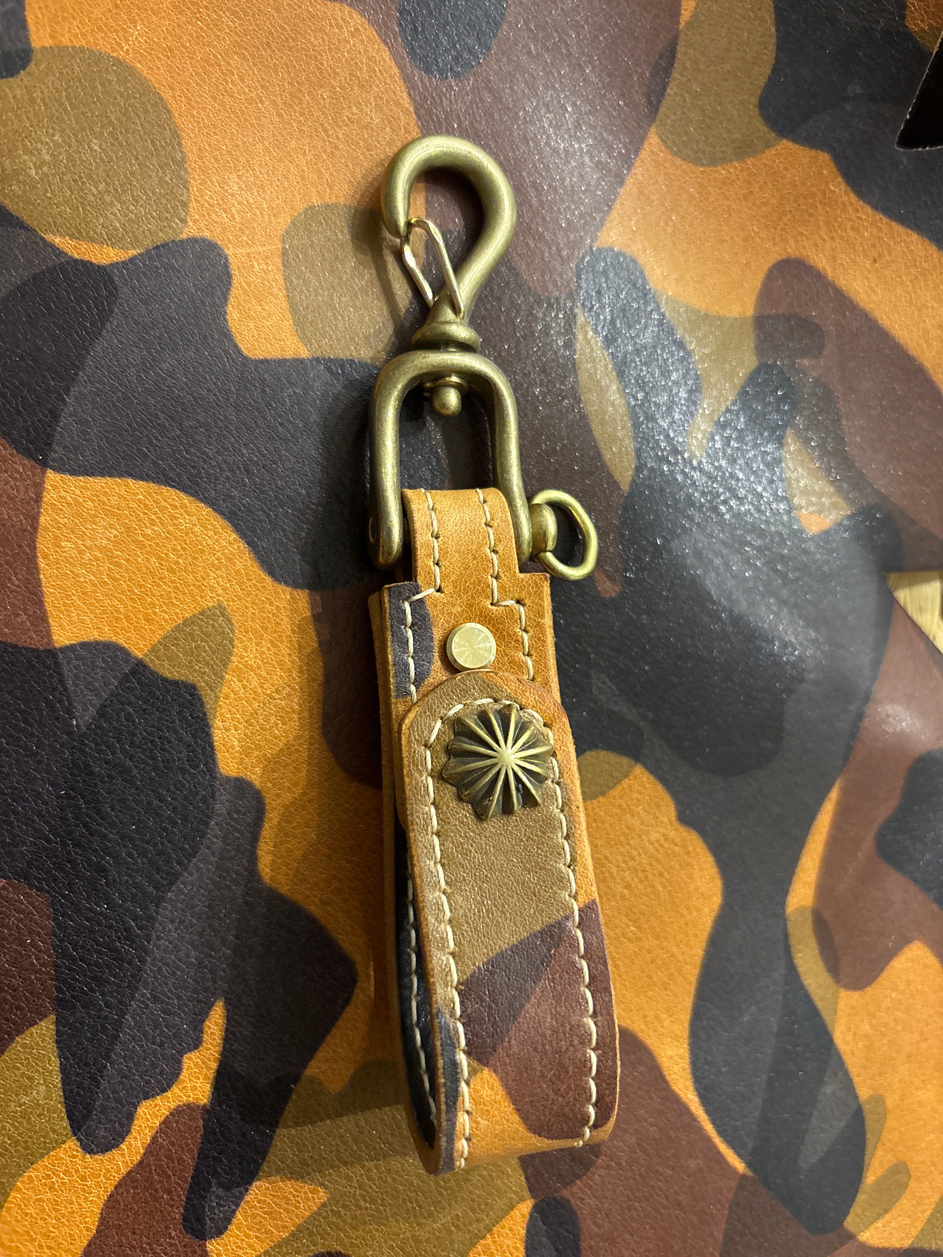 Handcrafted Leather Key Belt Loop using EL VAQUERO Italian Camo Leather