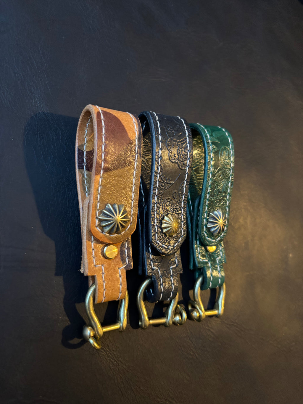 Handmade Leather Belt Loop Keychain – Double Layer Leather Key Holder with Brass Hardware – EDC Belt Loop – Multiple Colors