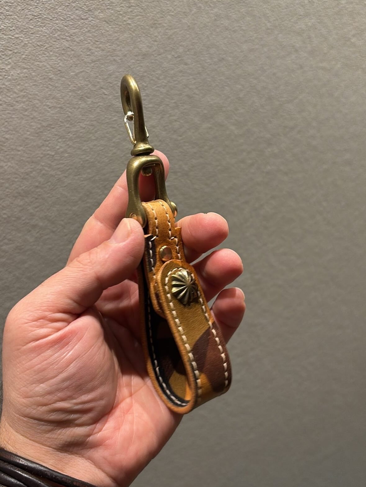 Handcrafted Leather Key Belt Loop using EL VAQUERO Italian Camo Leather