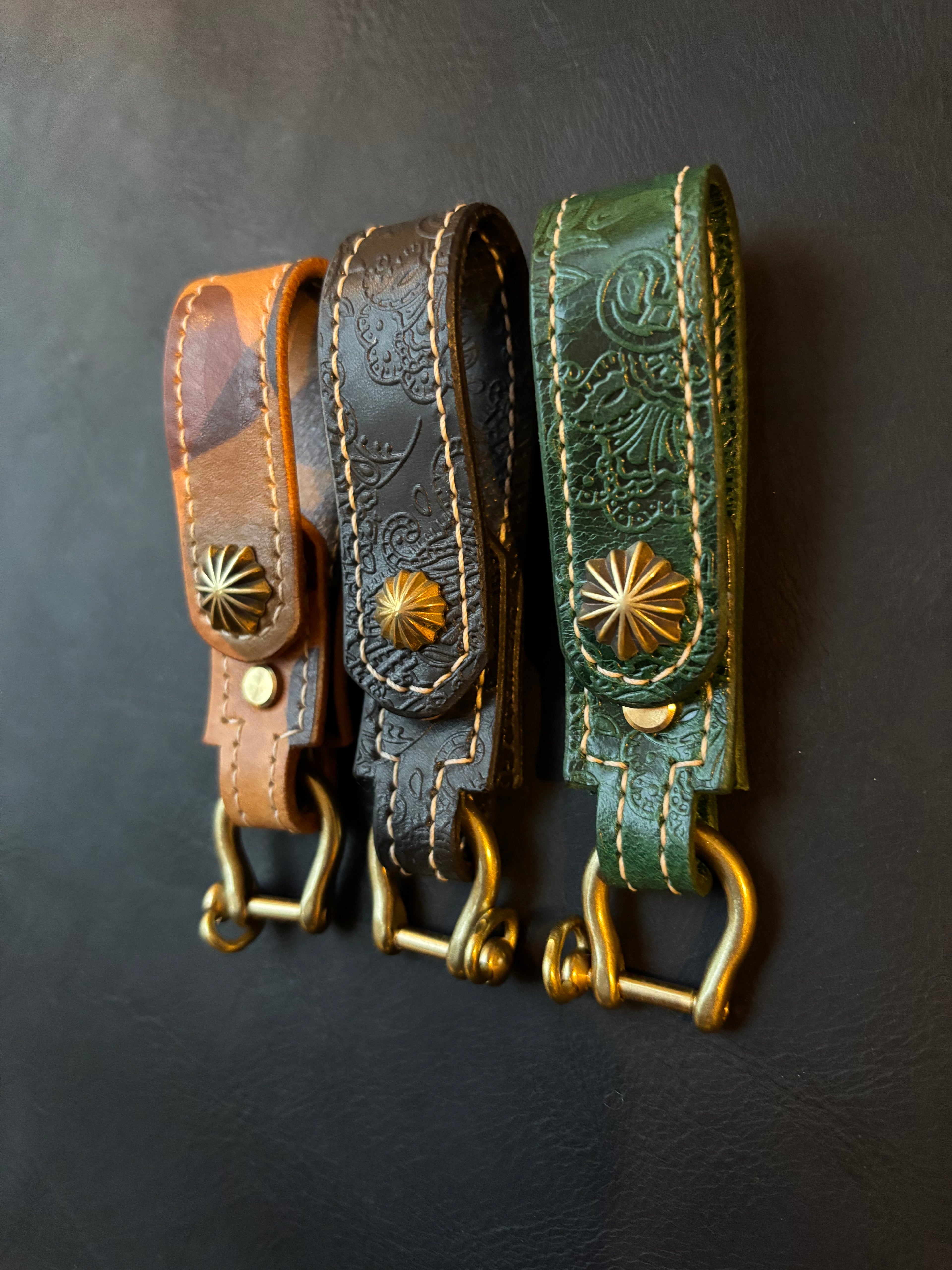 Handmade Leather Belt Loop Keychain – Double Layer Leather Key Holder with Brass Hardware – EDC Belt Loop – Multiple Colors