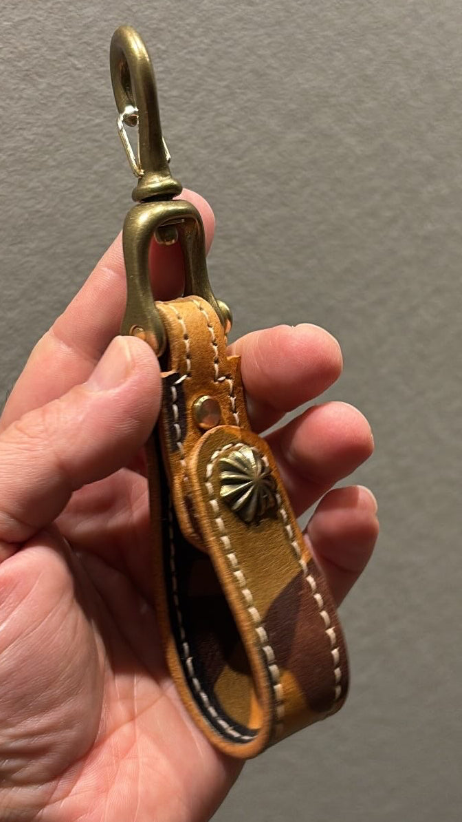 Handcrafted Leather Key Belt Loop using EL VAQUERO Italian Camo Leather