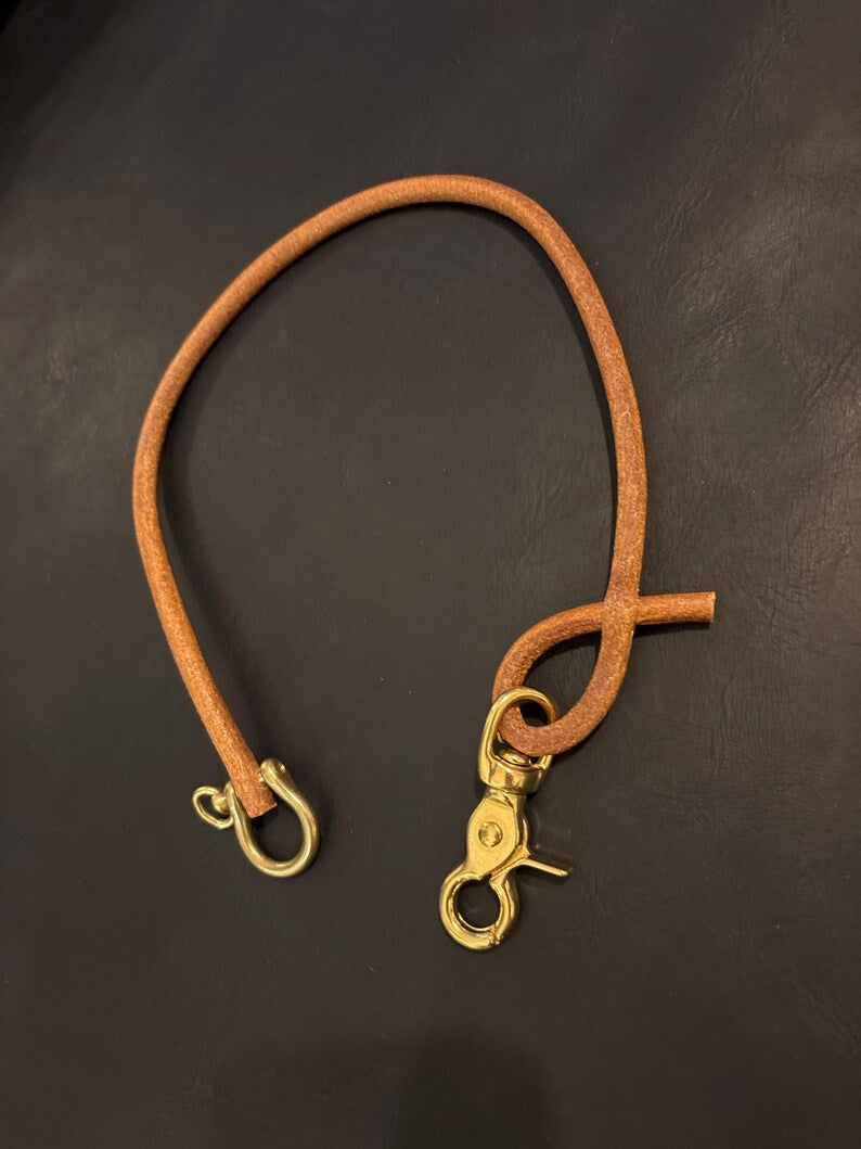 Handmade Round Leather Lanyard with Solid Brass Trigger Snap
