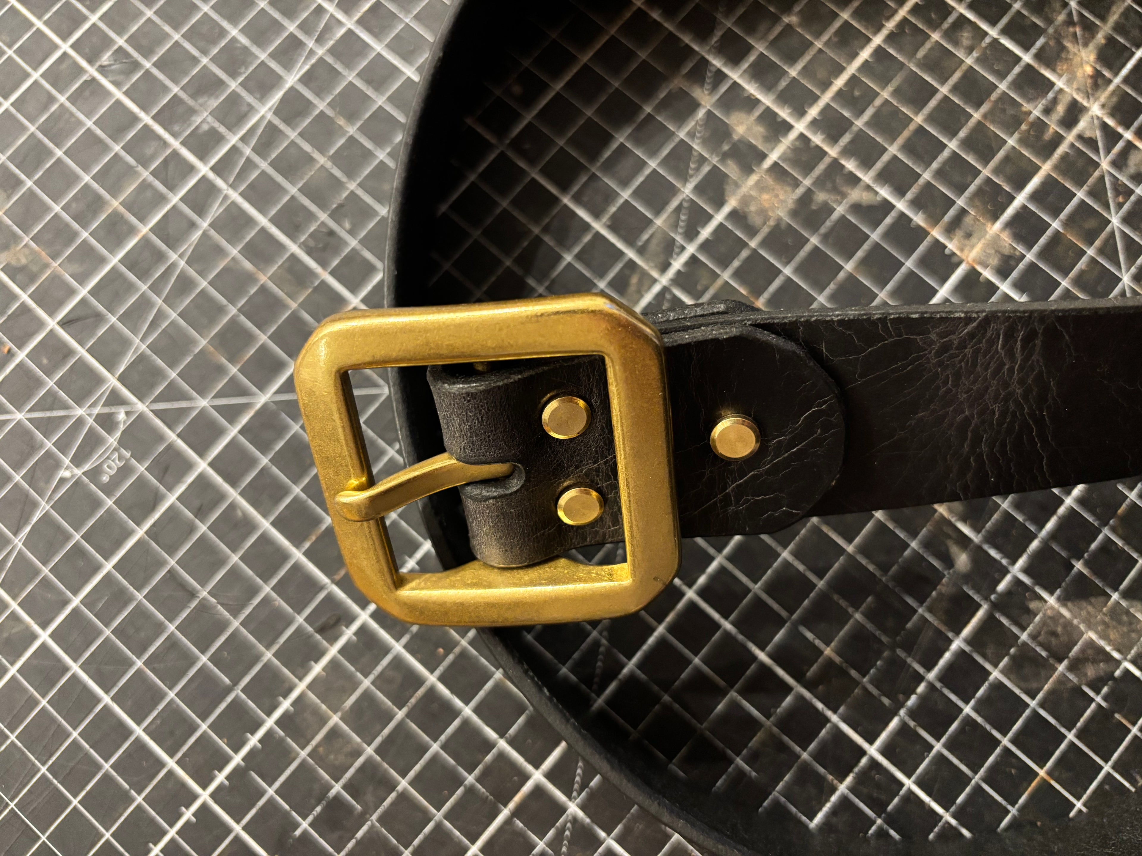 Leather Belt with Solid Brass Buckle