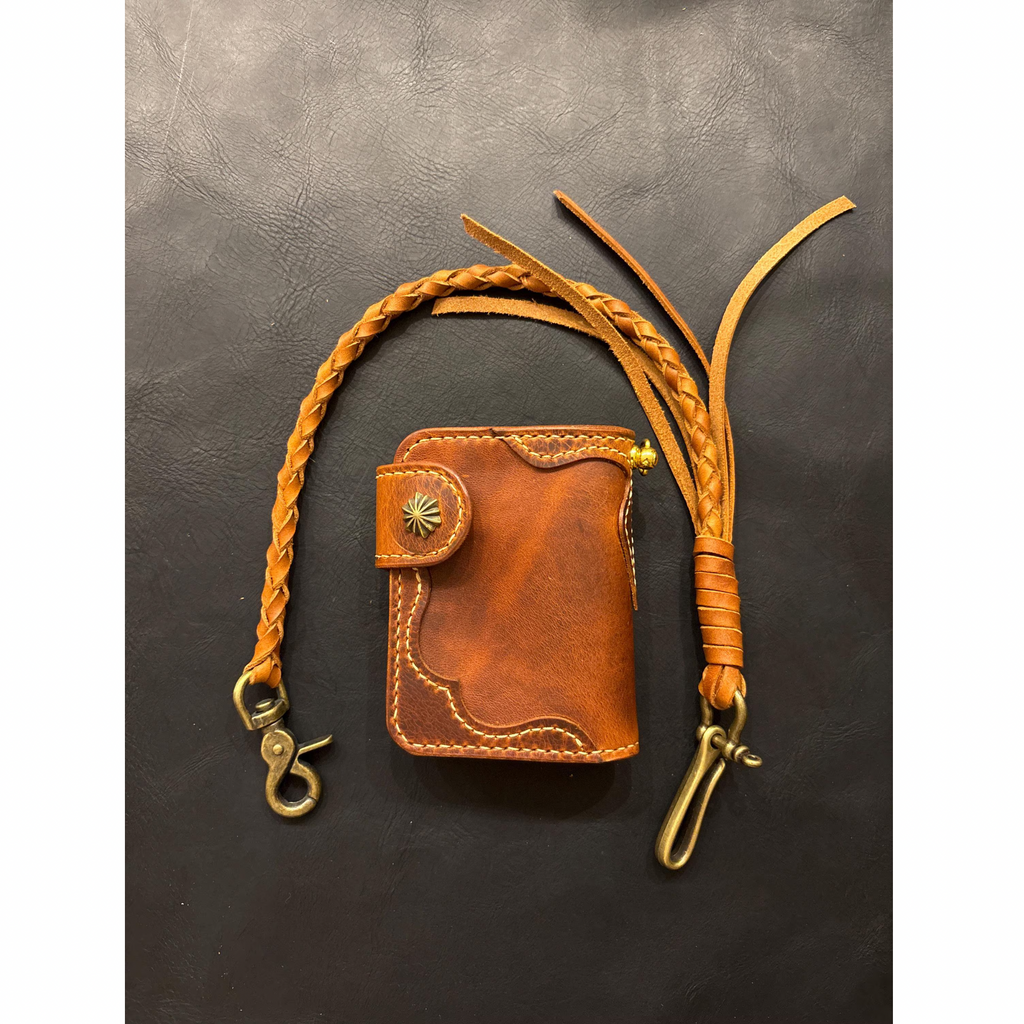 Handcrafted Biker wallet out of the highest quality Waxy Vegetable Tanned Leather