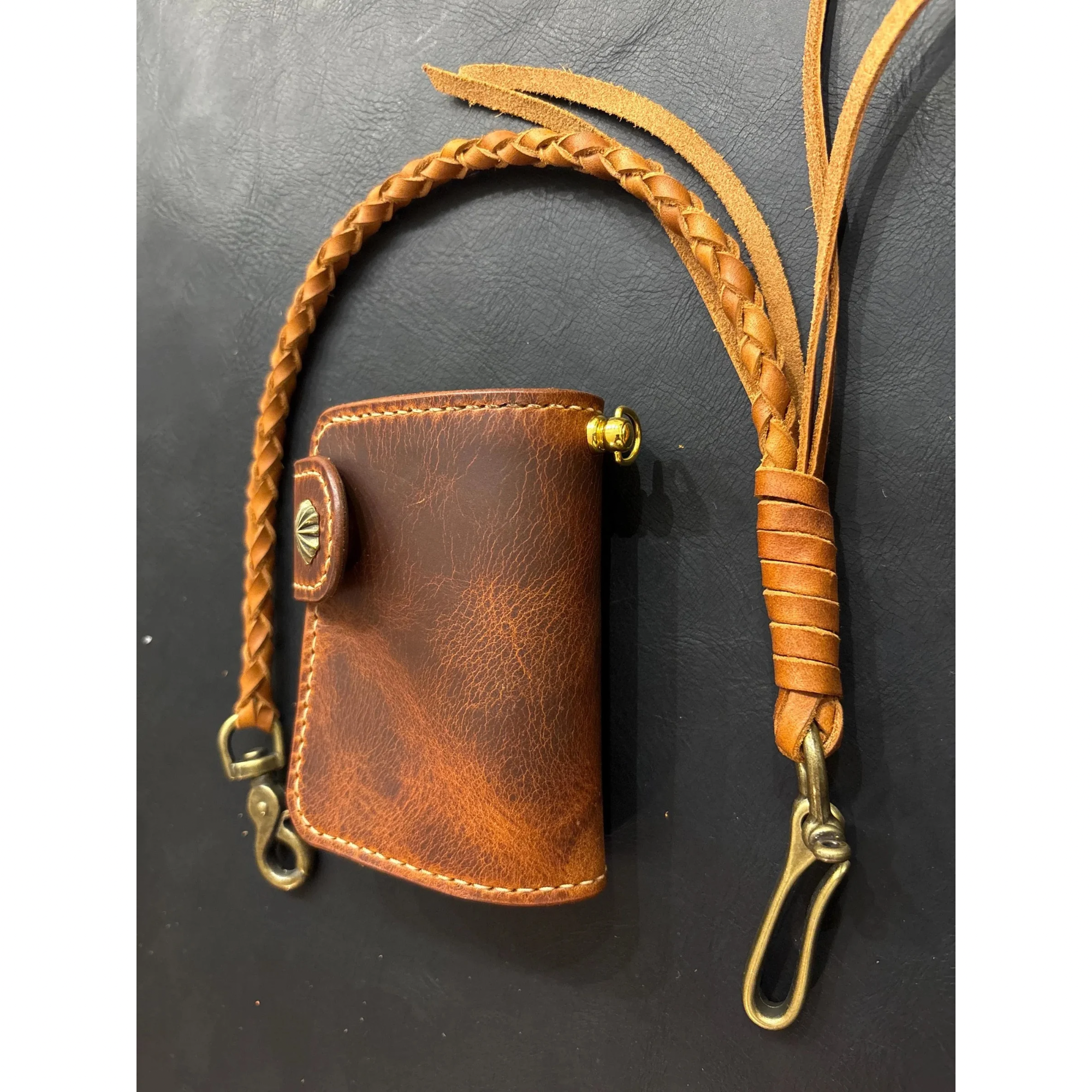 Biker wallet handcrafted using premium quality Waxy Vegetable Tanned Leather