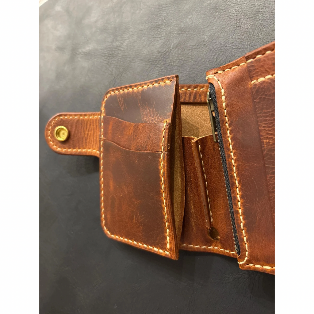 Biker wallet handcrafted using premium quality Waxy Vegetable Tanned Leather