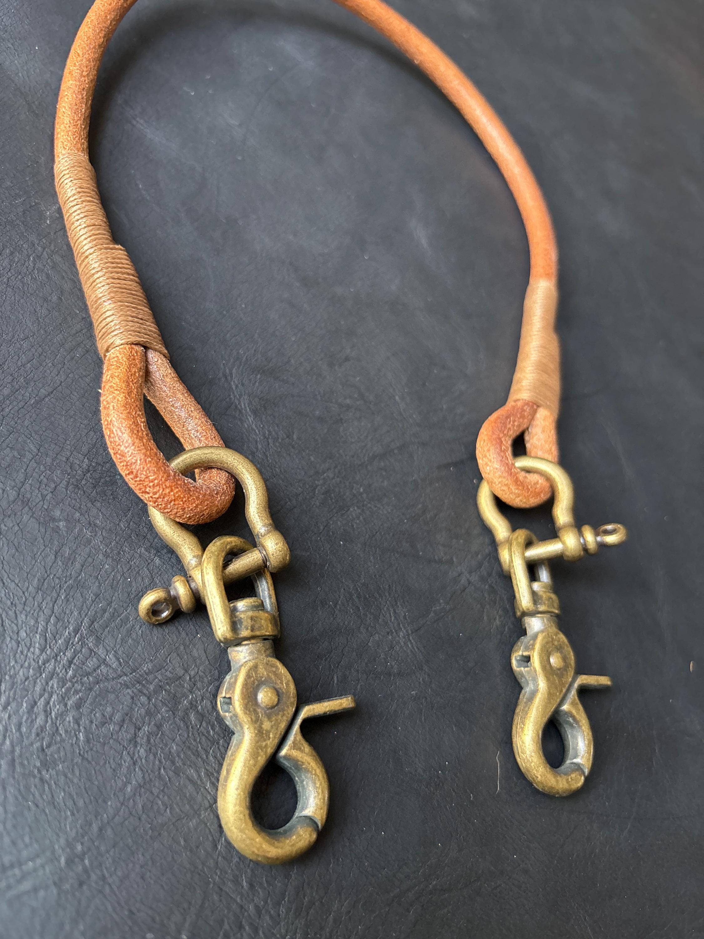 Handmade Round Leather Lanyard with Solid Brass Trigger Snap