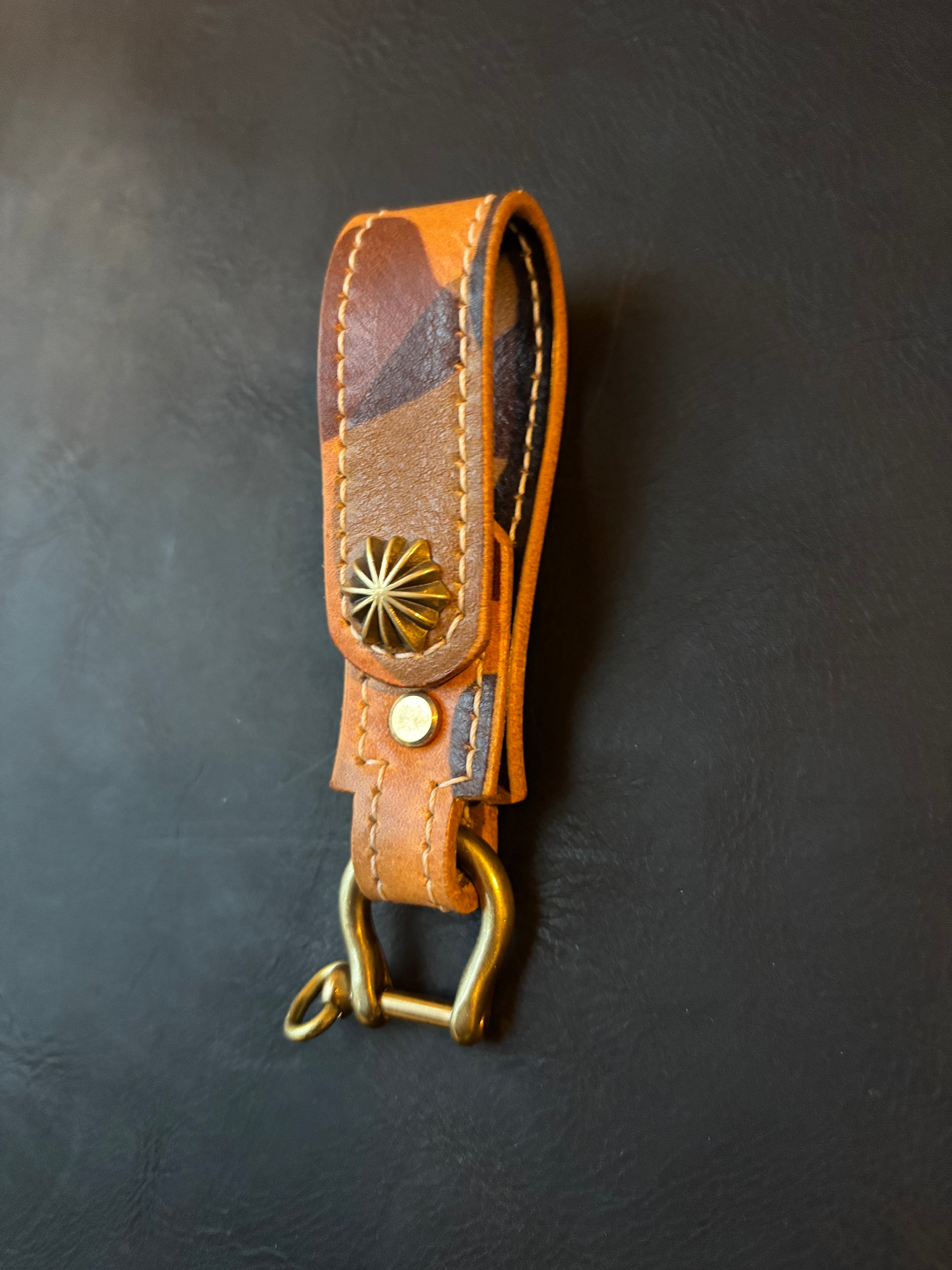Handmade Leather Belt Loop Keychain – Double Layer Leather Key Holder with Brass Hardware – EDC Belt Loop – Multiple Colors