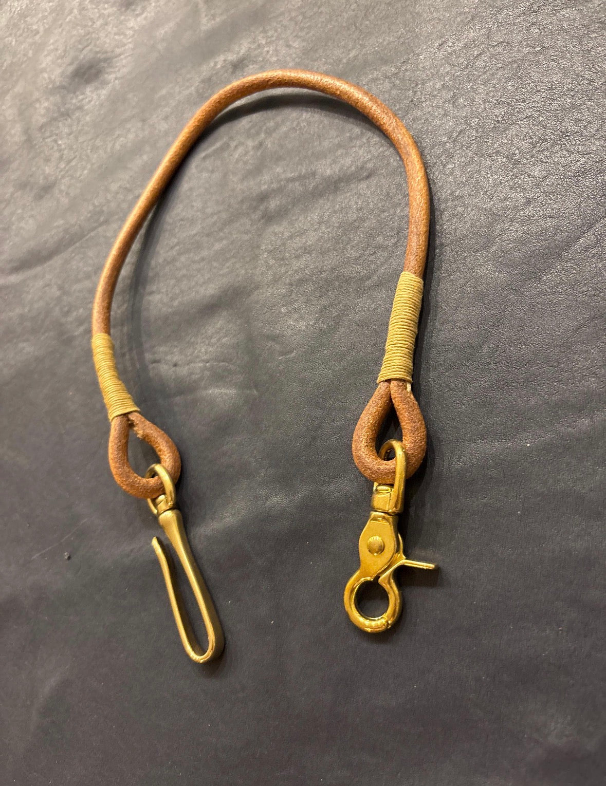 Round Leather Lanyard with Solid Brass Trigger Snap