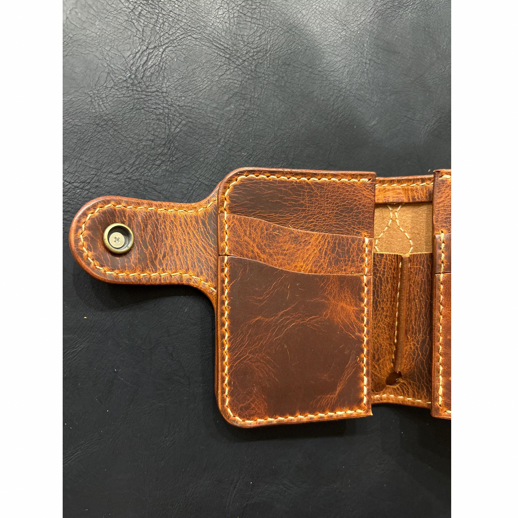 Handcrafted Biker wallet out of the highest quality Waxy Vegetable Tanned Leather