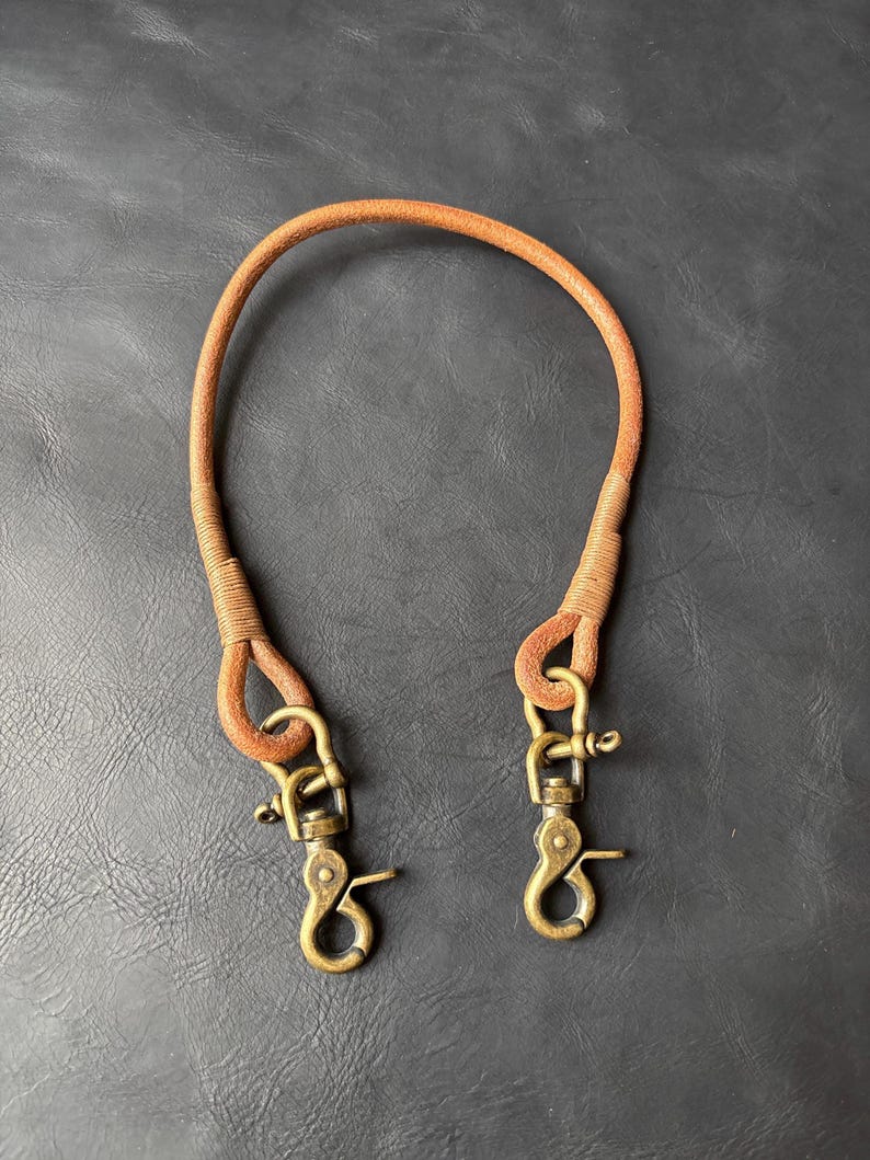 Handmade Round Leather Lanyard with Solid Brass Trigger Snap