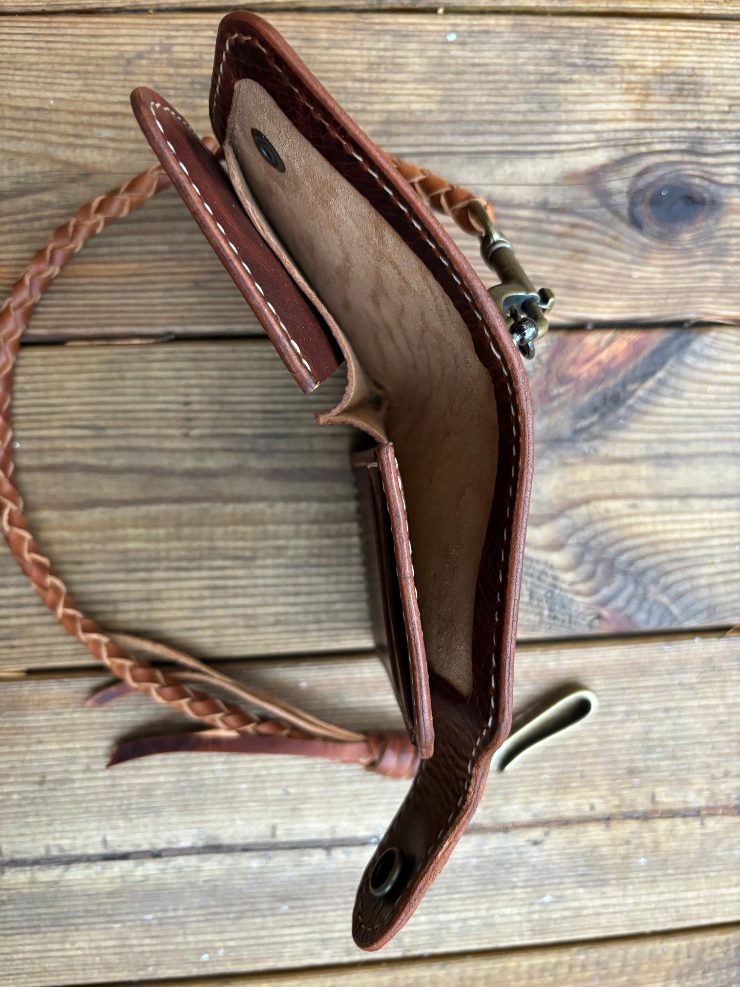 Handmade Biker Wallet, Leather Biker Wallet With Coin purse, Concho Wallet, Leather Chain Wallet handcrafted using Italian Waxy Leather