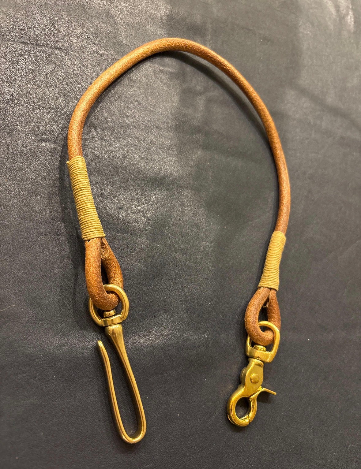 Round Leather Lanyard with Solid Brass Trigger Snap