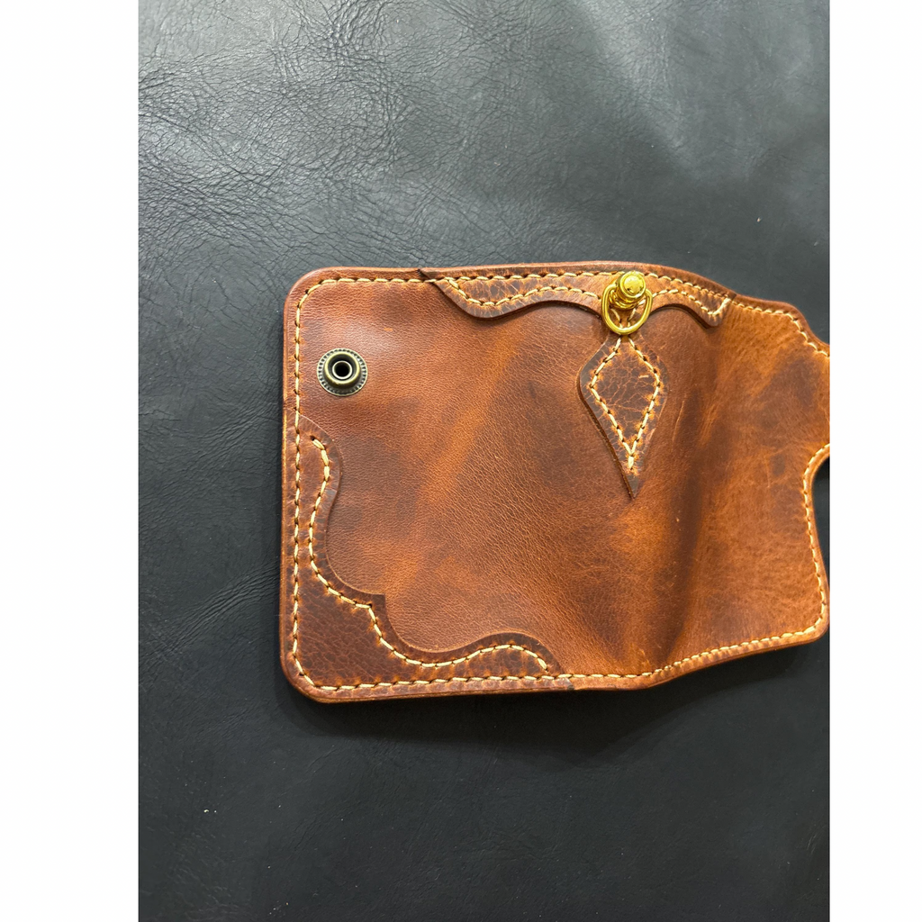 Handcrafted Biker wallet out of the highest quality Waxy Vegetable Tanned Leather