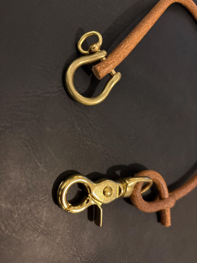 Handmade Round Leather Lanyard with Solid Brass Trigger Snap