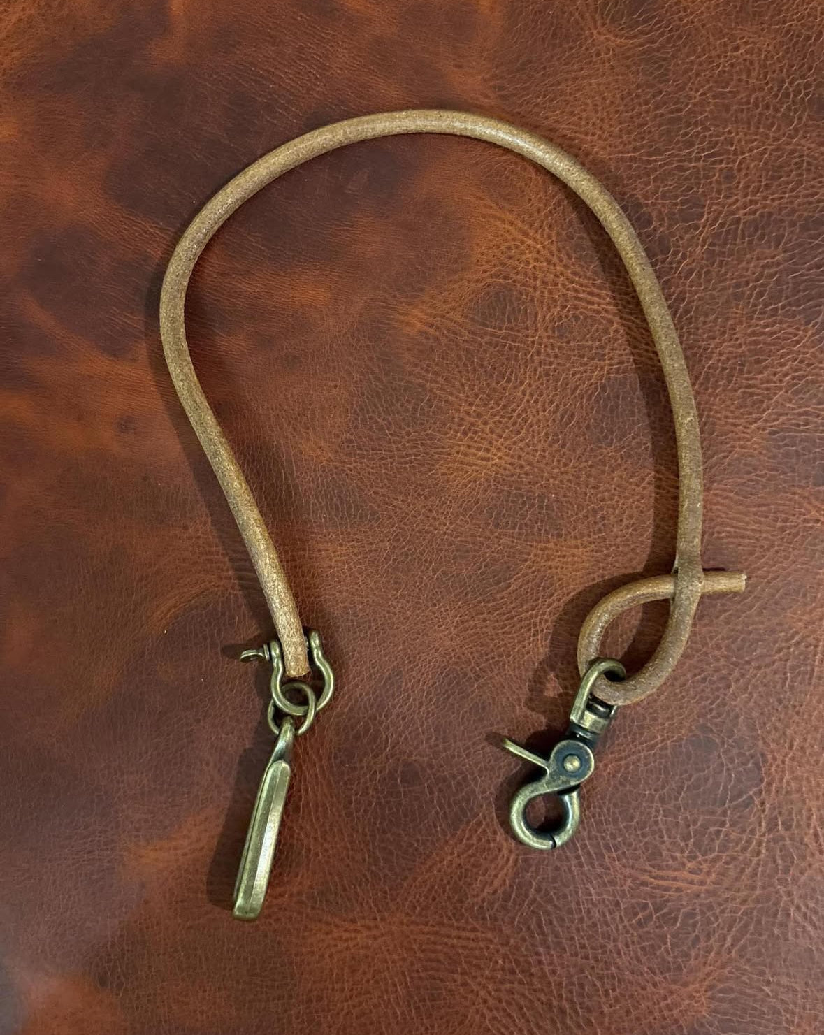 Handmade Round Leather Lanyard with Solid Brass Trigger Snap