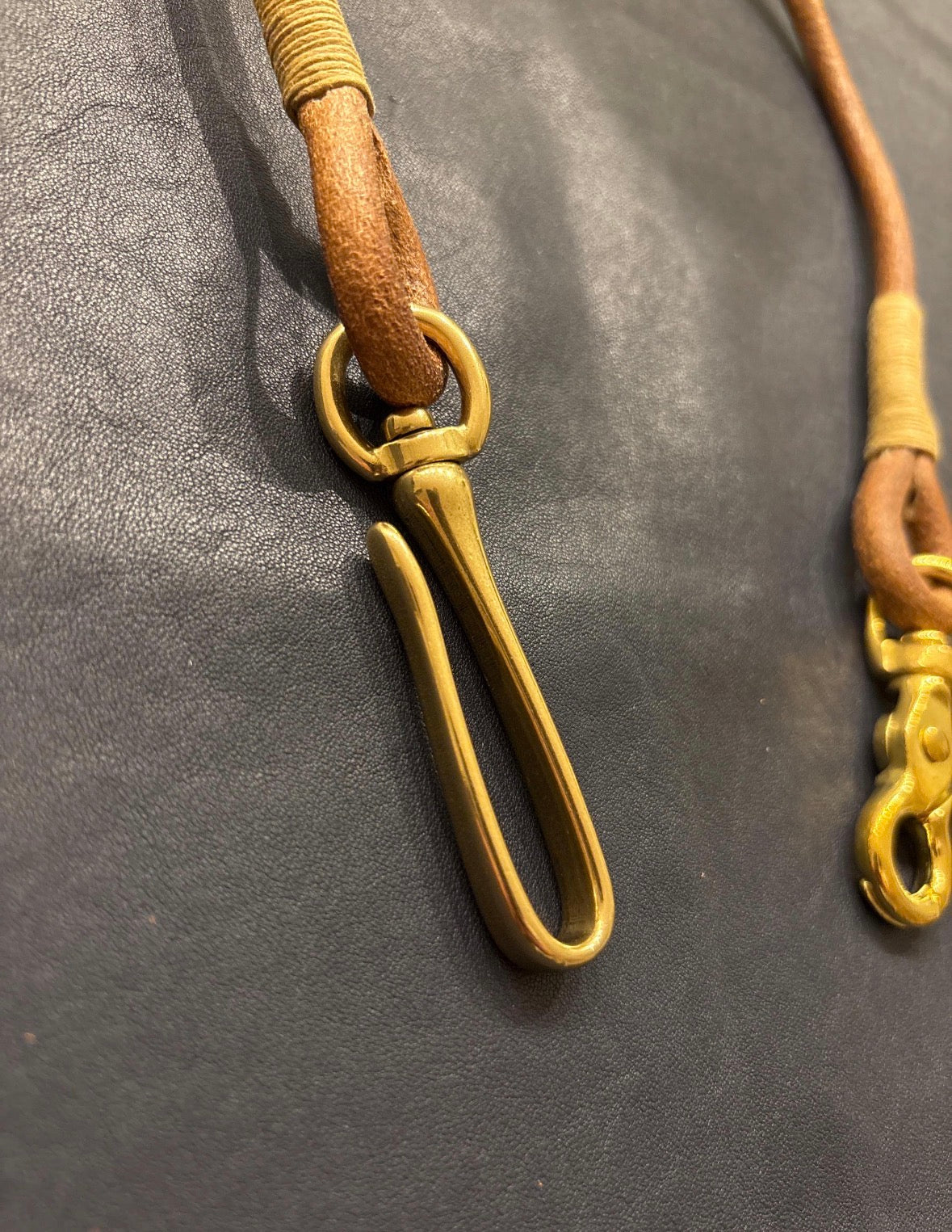 Round Leather Lanyard with Solid Brass Trigger Snap