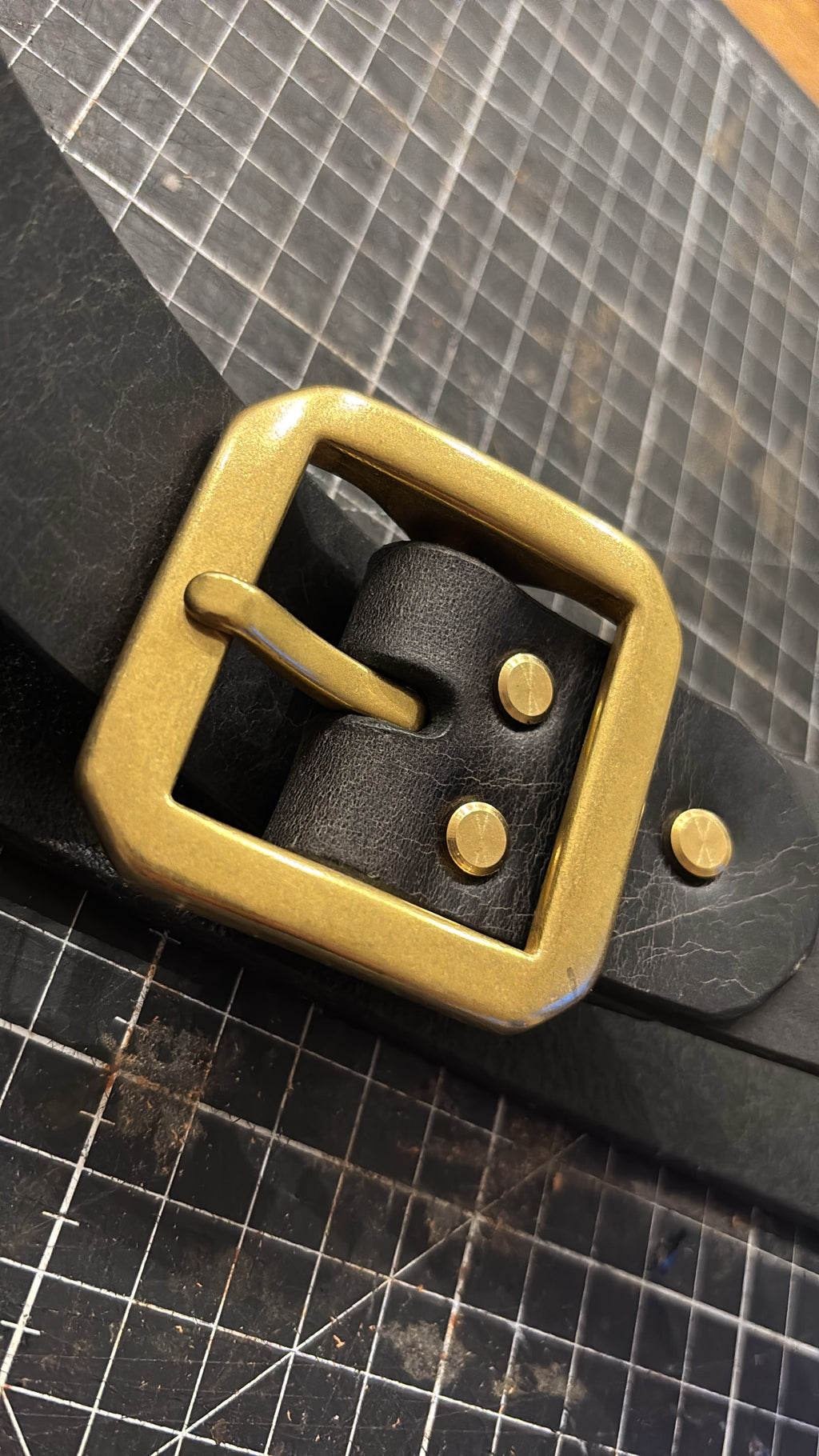 Leather Belt with Solid Brass Buckle
