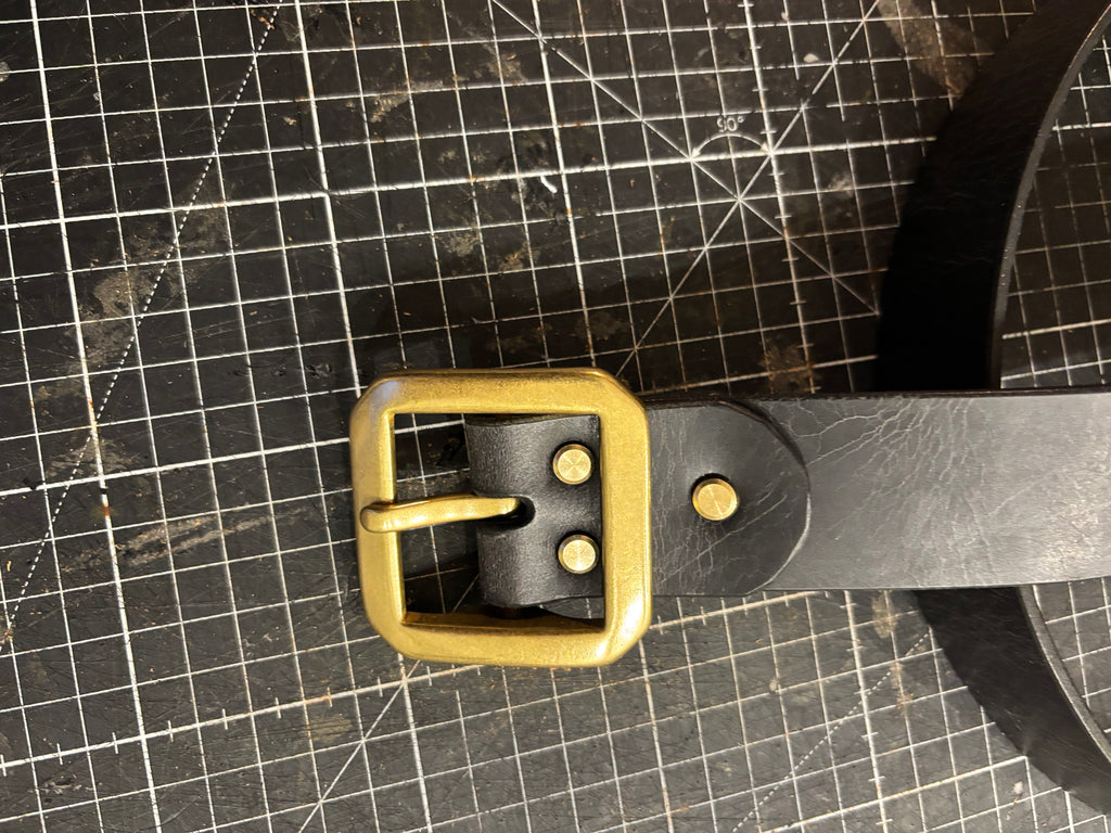 Leather Belt with Solid Brass Buckle