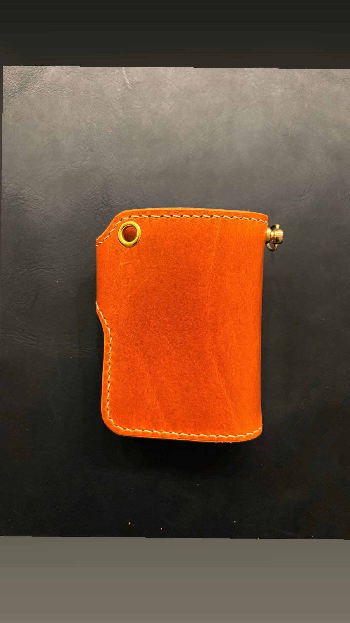Handcrafted Biker wallet made using highest quality Gaucho Oil Orange Vegetable Tanned Leather