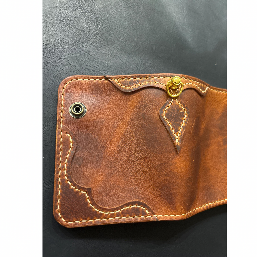 Handcrafted Biker wallet out of the highest quality Waxy Vegetable Tanned Leather