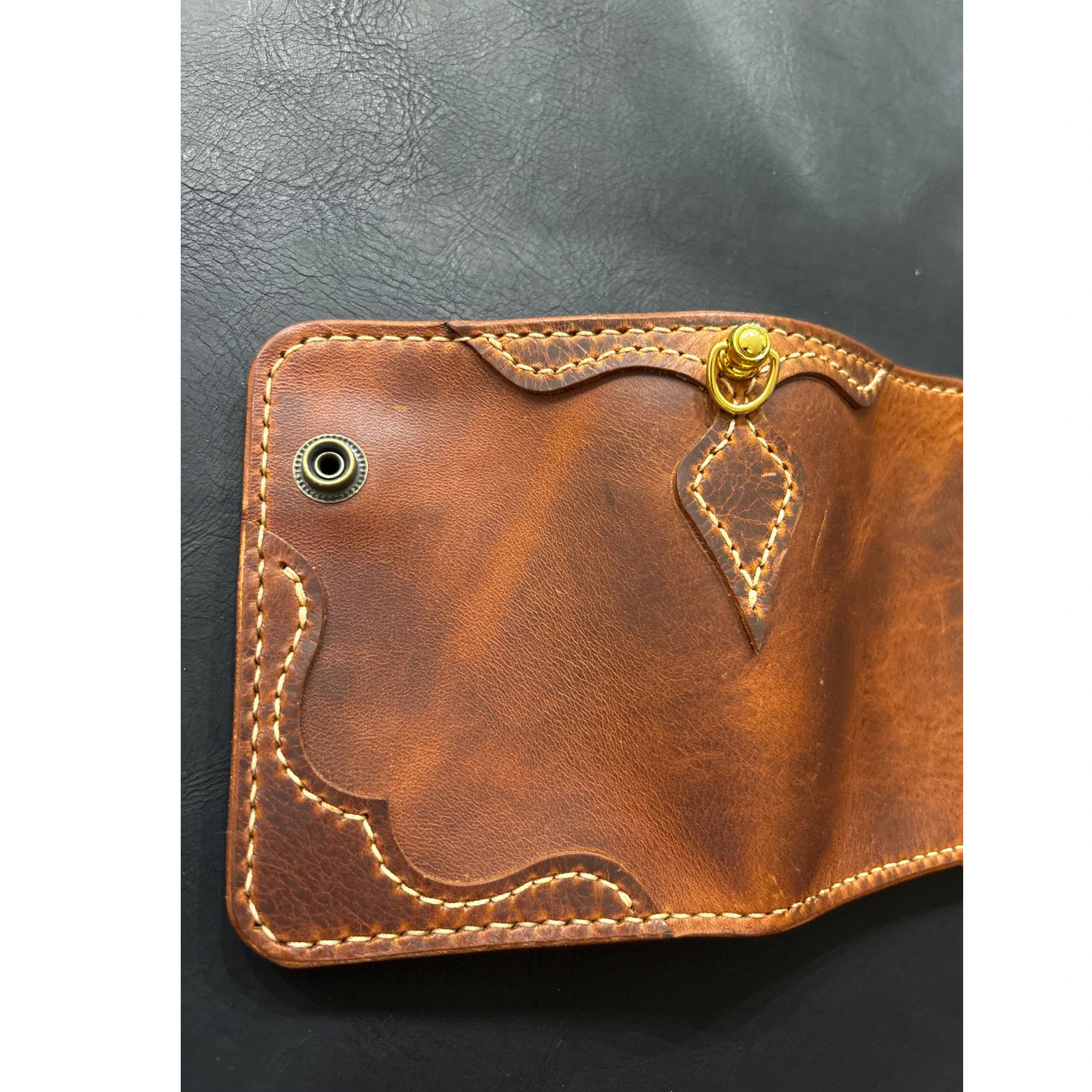 Handcrafted Biker wallet out of the highest quality Waxy Vegetable Tanned Leather