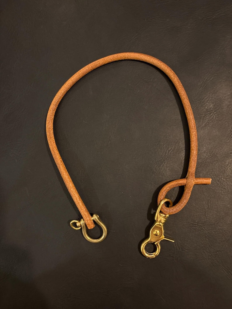 Handmade Round Leather Lanyard with Solid Brass Trigger Snap