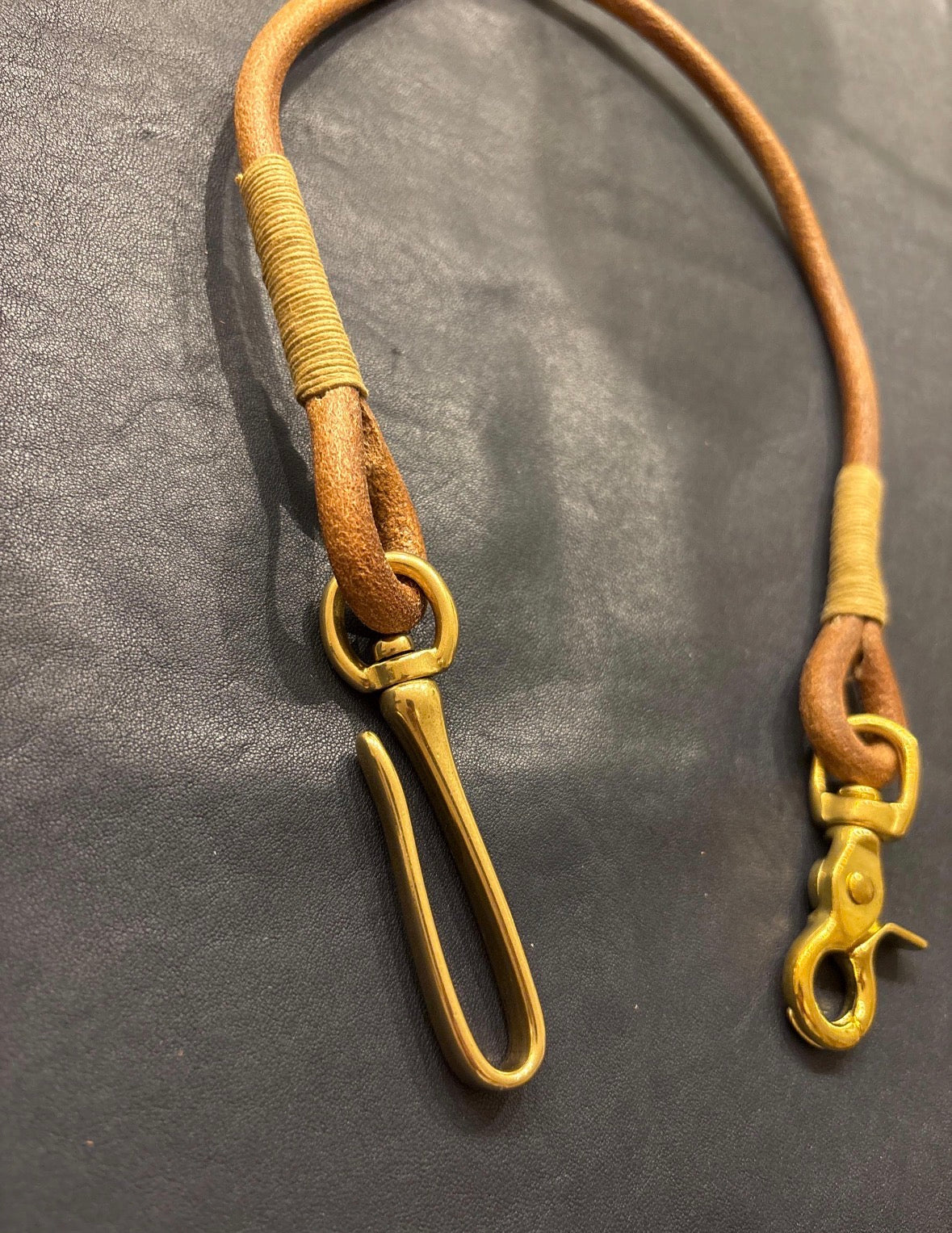 Round Leather Lanyard with Solid Brass Trigger Snap
