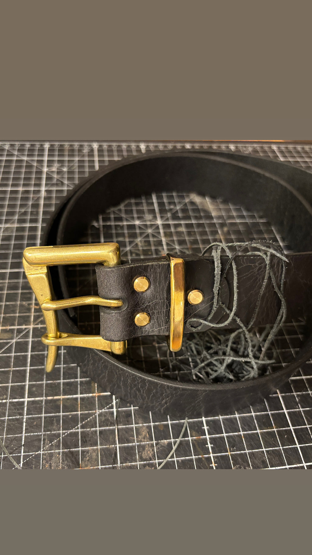 Leather Belt with Solid Brass Fireman Style Quick Release with Matching Brass Belt Keep