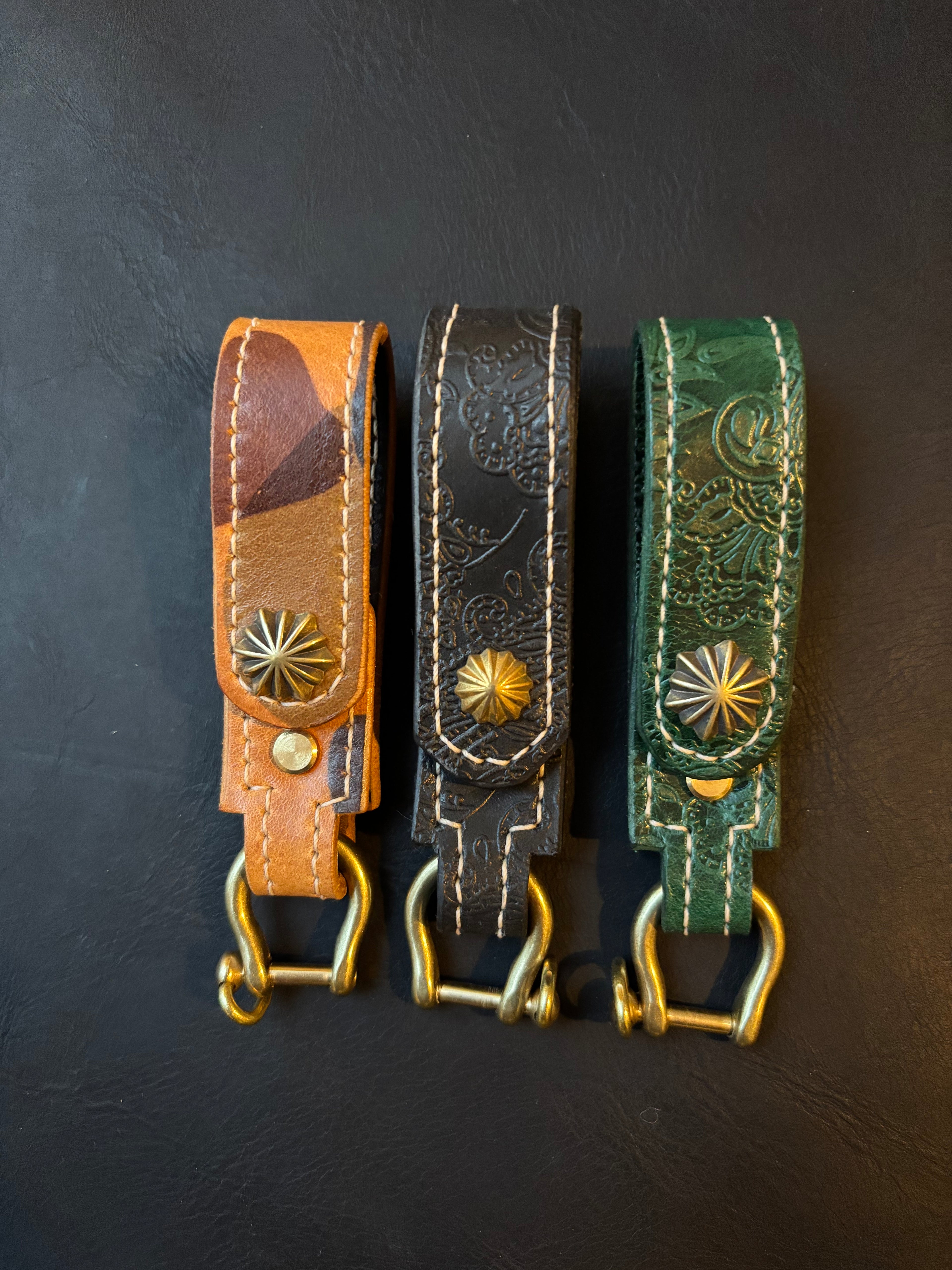 Handmade Leather Belt Loop Keychain – Double Layer Leather Key Holder with Brass Hardware – EDC Belt Loop – Multiple Colors