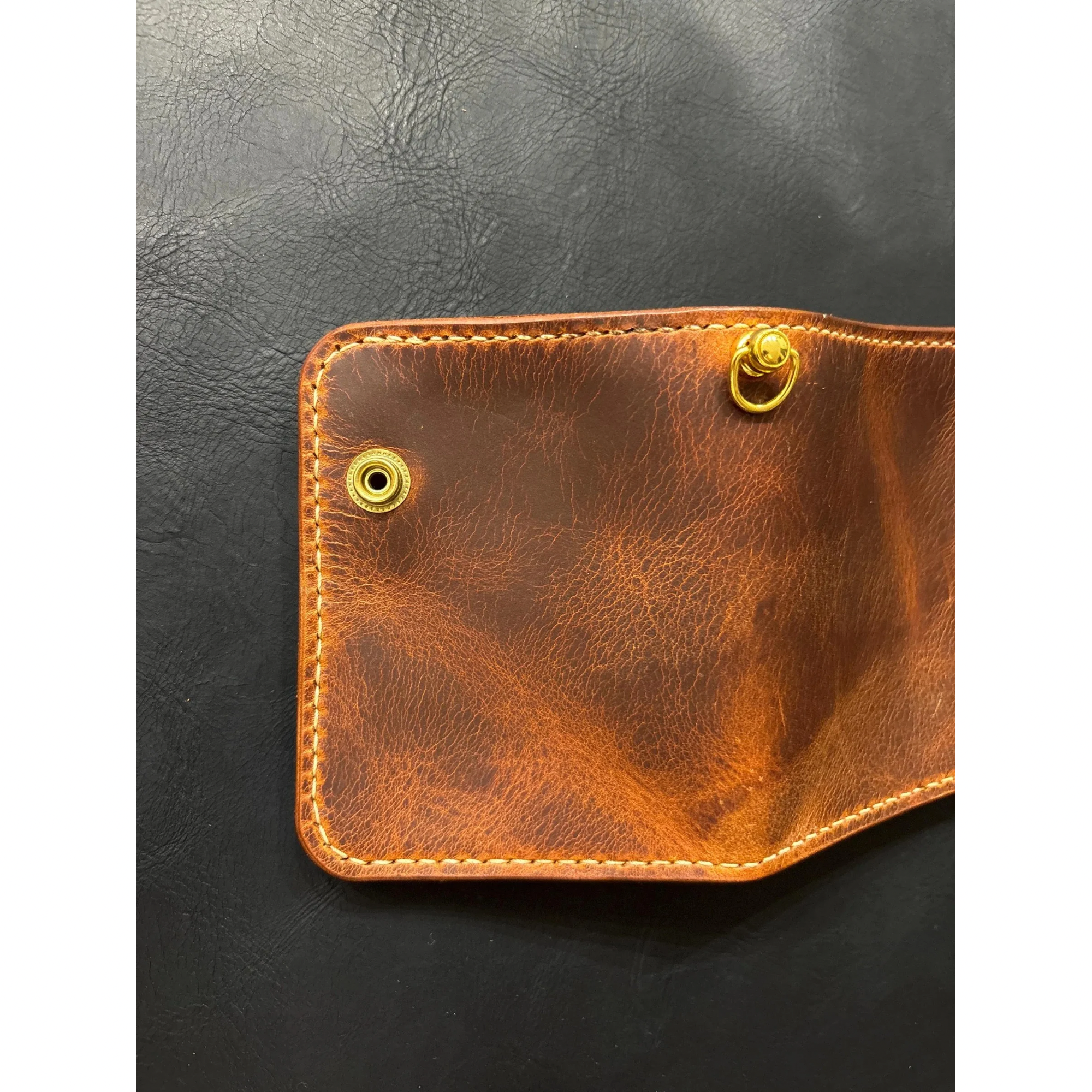 Biker wallet handcrafted using premium quality Waxy Vegetable Tanned Leather