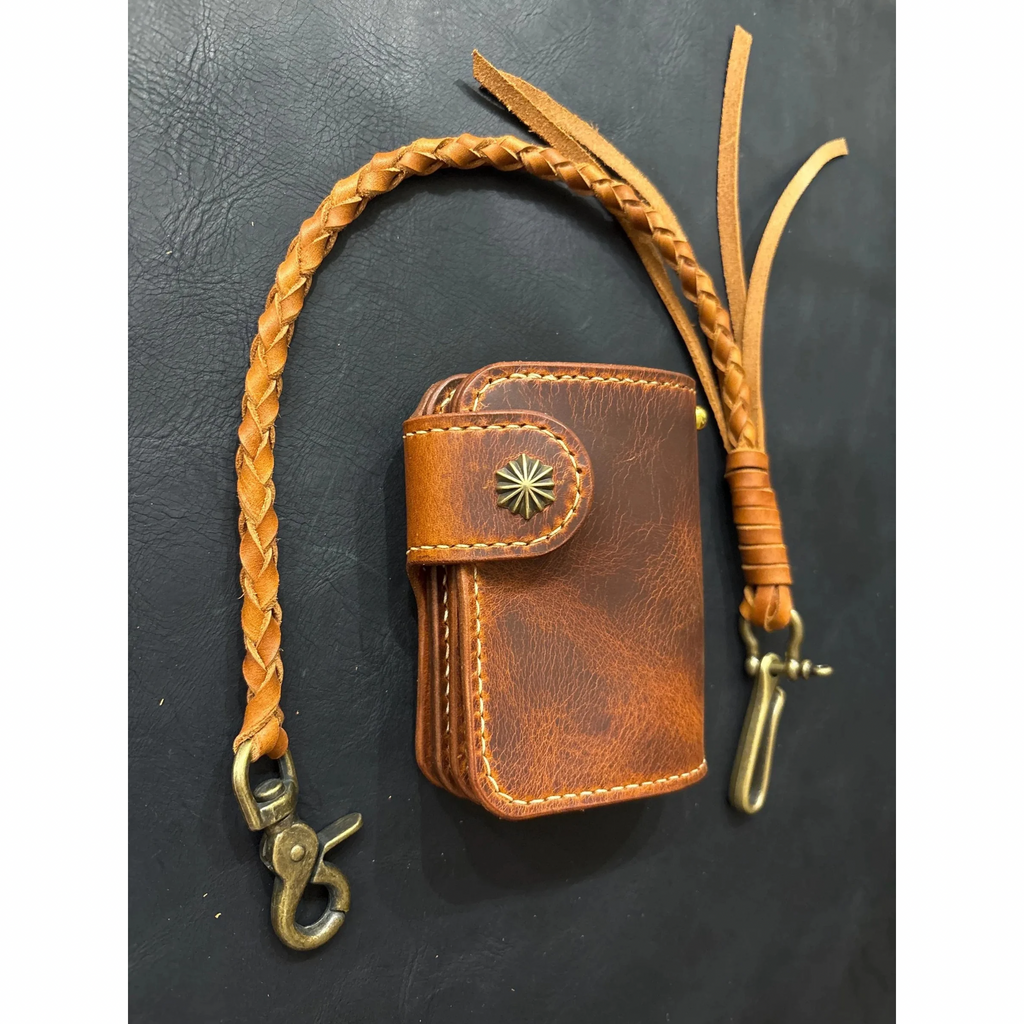 Biker wallet handcrafted using premium quality Waxy Vegetable Tanned Leather