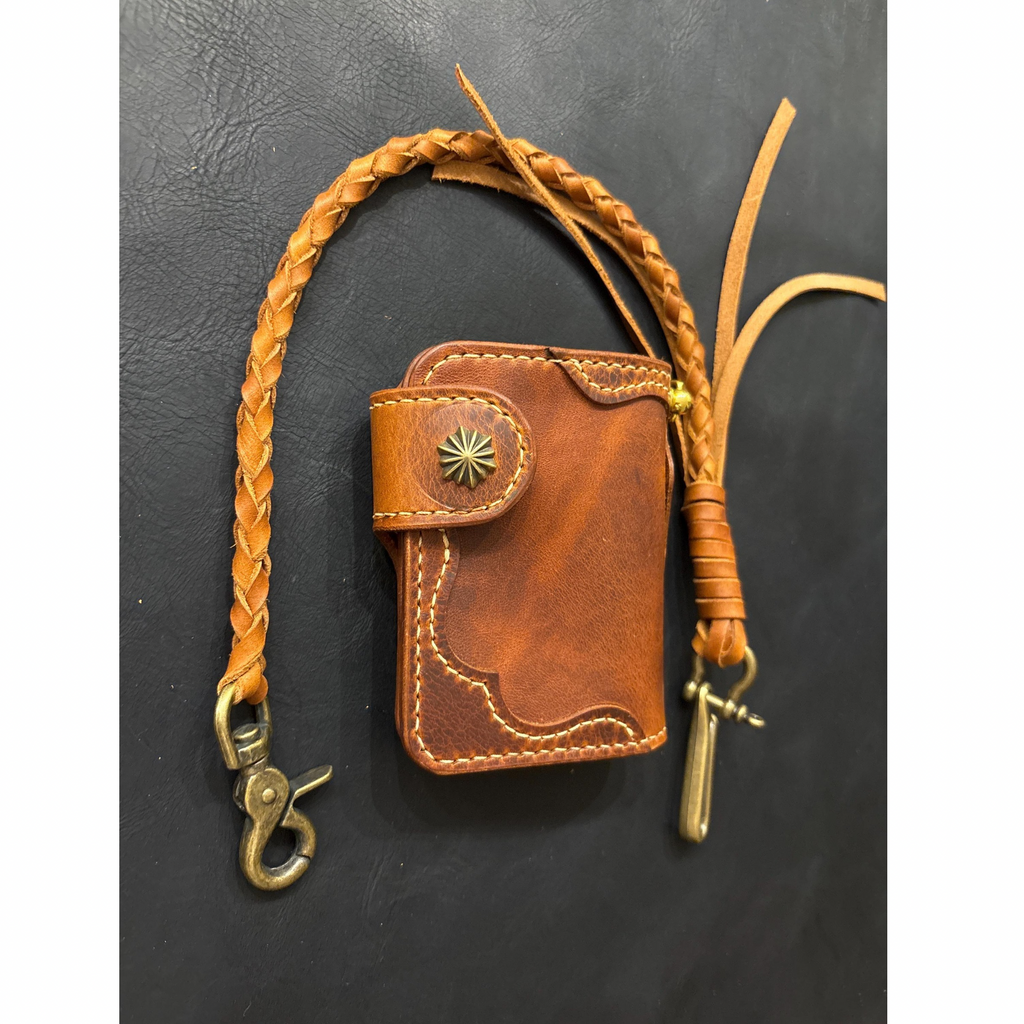 Handcrafted Biker wallet out of the highest quality Waxy Vegetable Tanned Leather