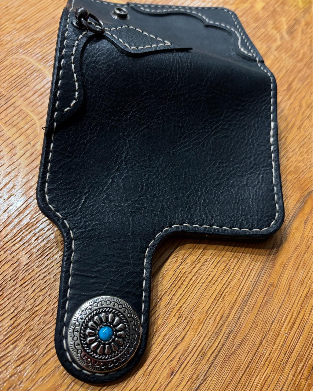 Handmade Biker Wallet, Leather Biker Wallet With Coin purse, Concho Wallet, Leather Chain Wallet handcrafted using Italian Waxy Leather