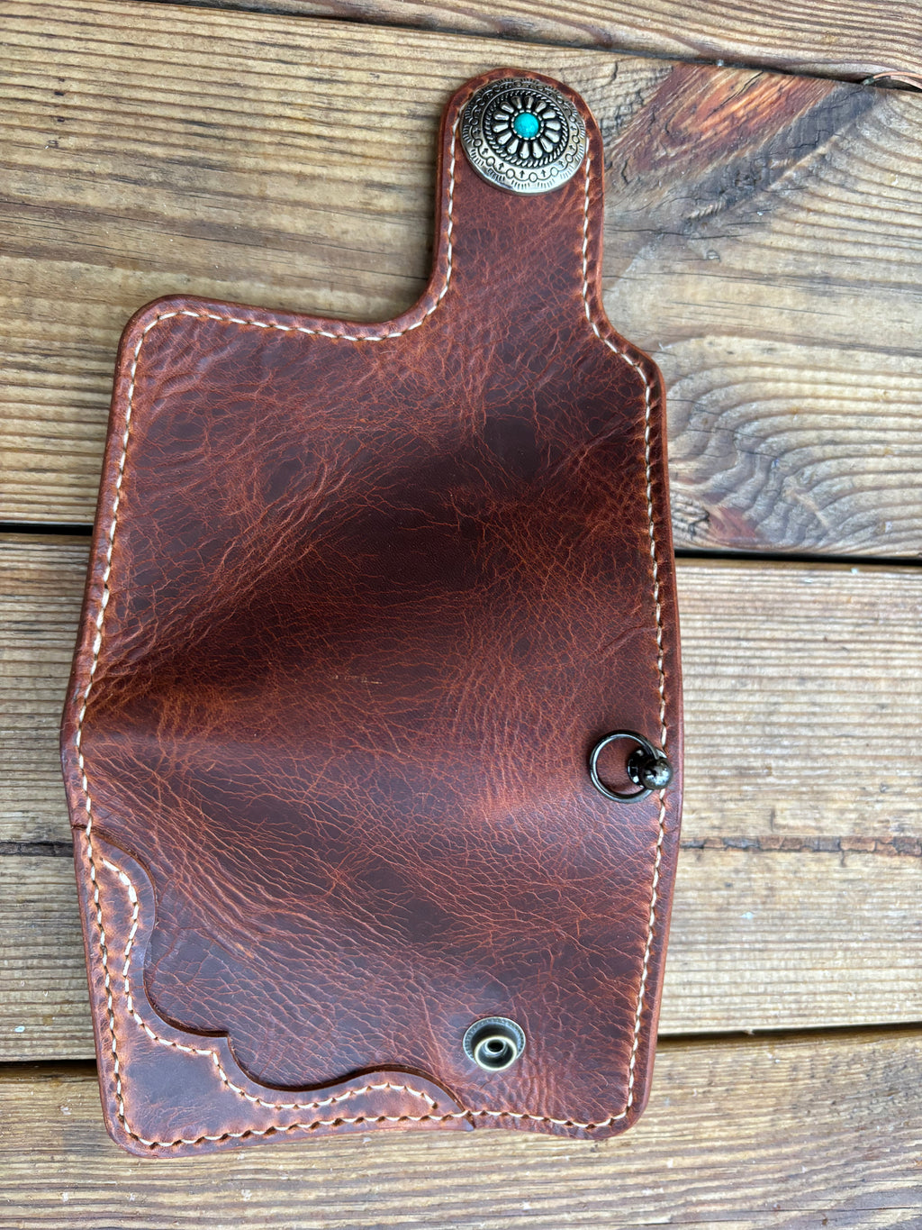 Handmade Biker Wallet, Leather Biker Wallet With Coin purse, Concho Wallet, Leather Chain Wallet handcrafted using Italian Waxy Leather