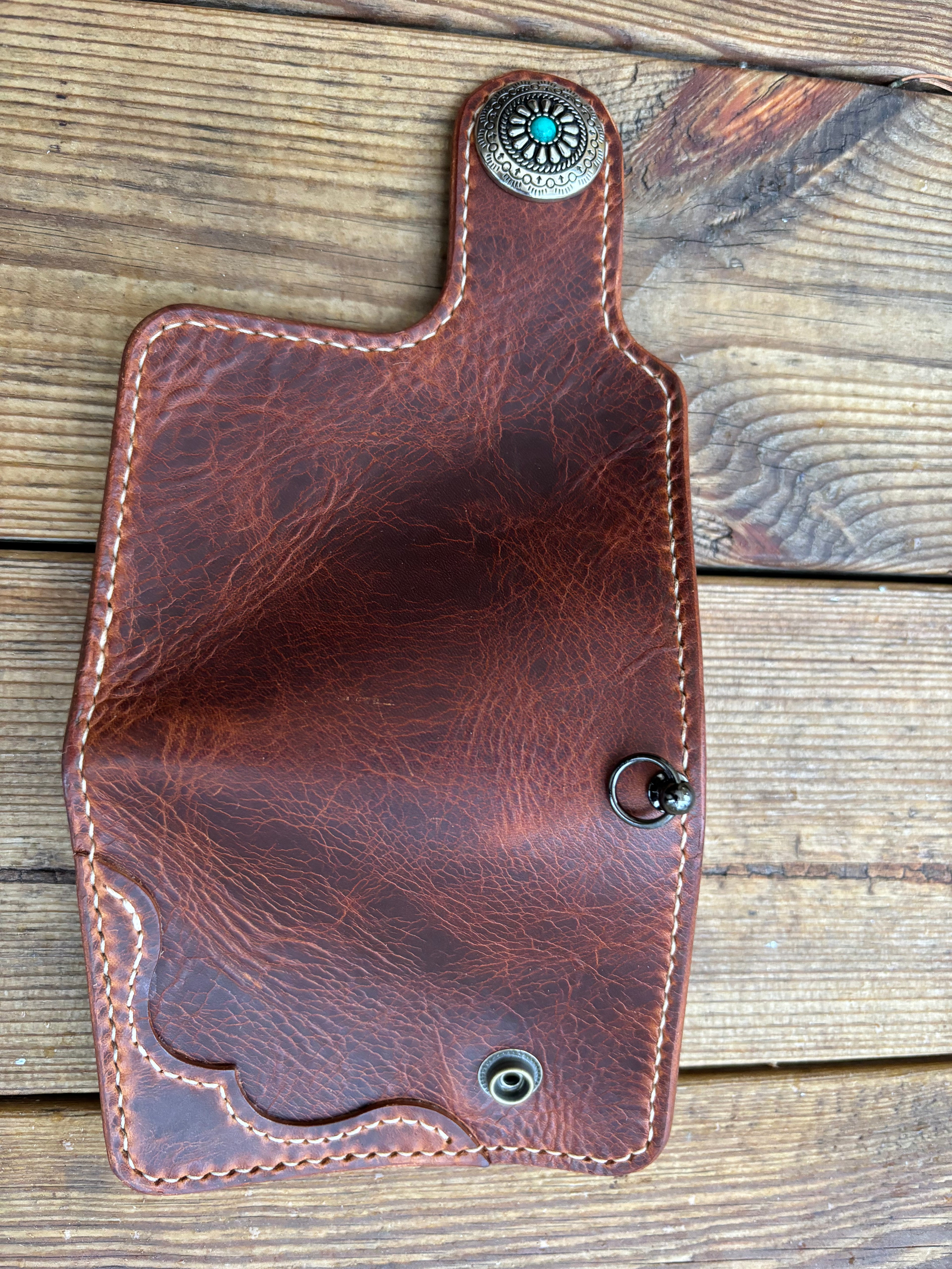 Handmade Biker Wallet, Leather Biker Wallet With Coin purse, Concho Wallet, Leather Chain Wallet handcrafted using Italian Waxy Leather