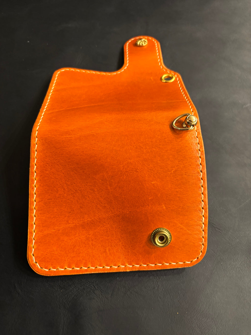 Handcrafted Biker wallet made using Gaucho Oil Orange Vegetable Tanned Leather