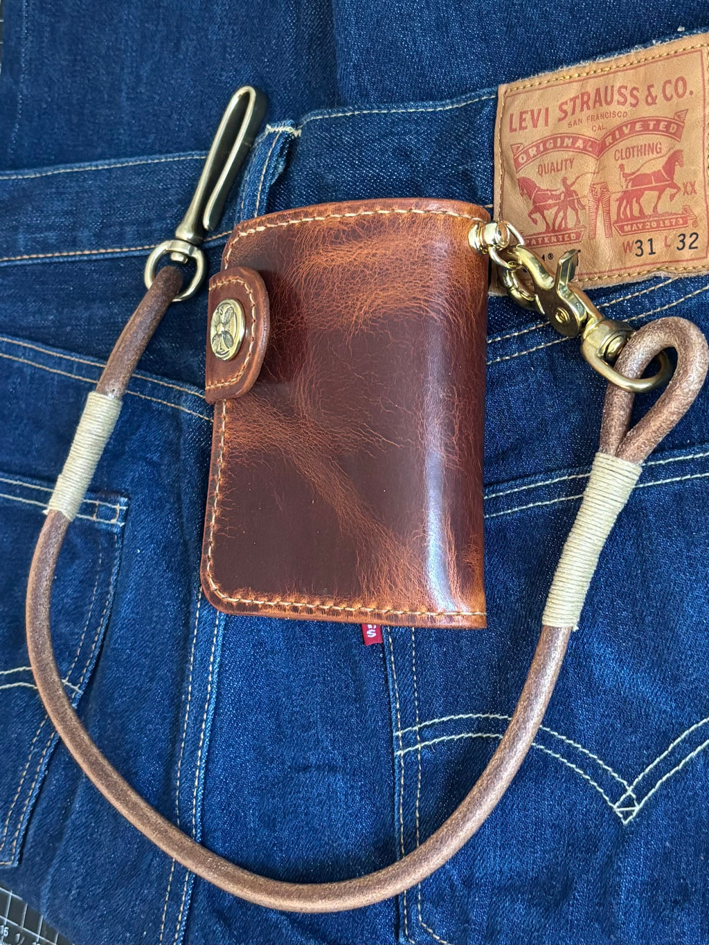 Handcrafted Biker Wallet with Lanyard