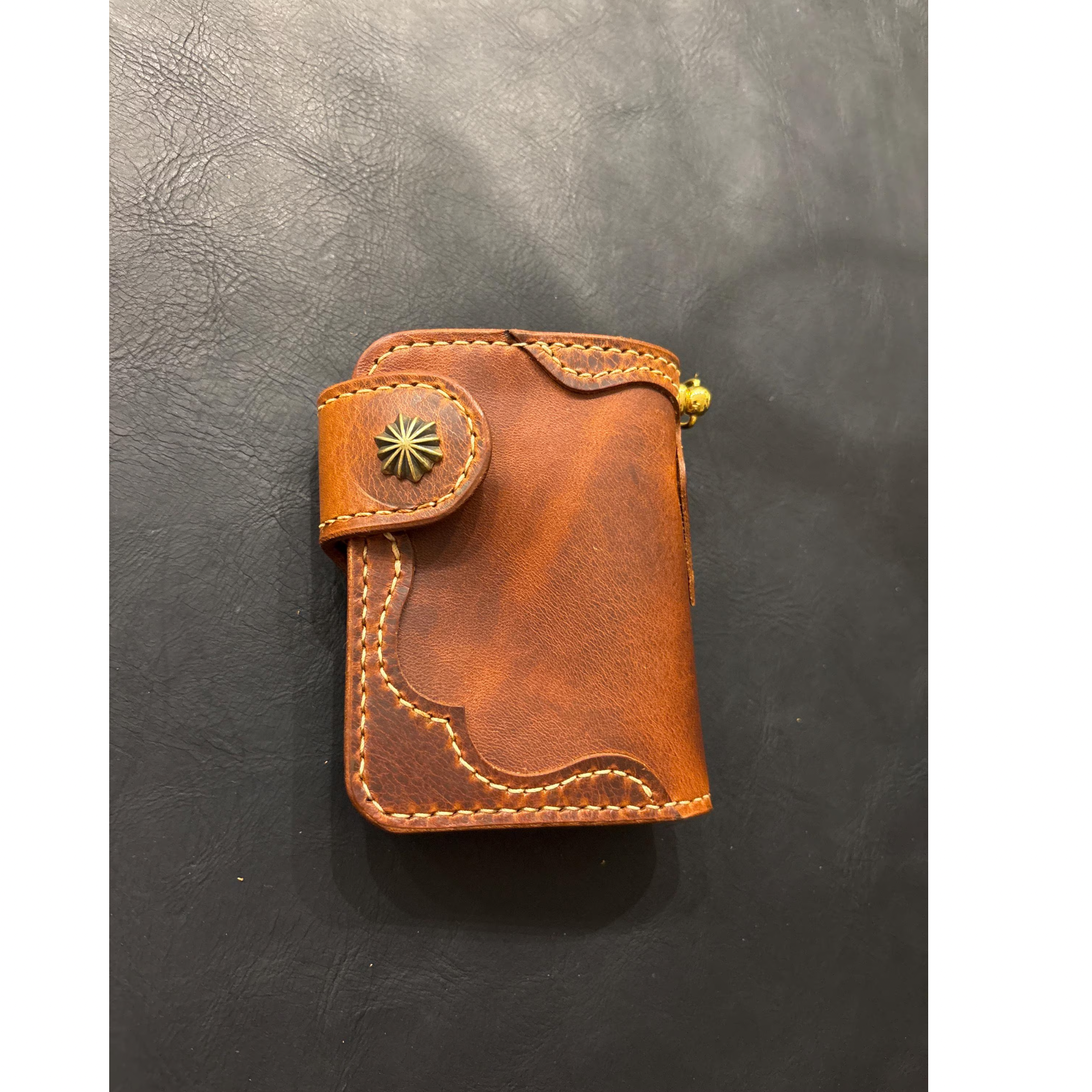 Handcrafted Biker wallet out of the highest quality Waxy Vegetable Tanned Leather