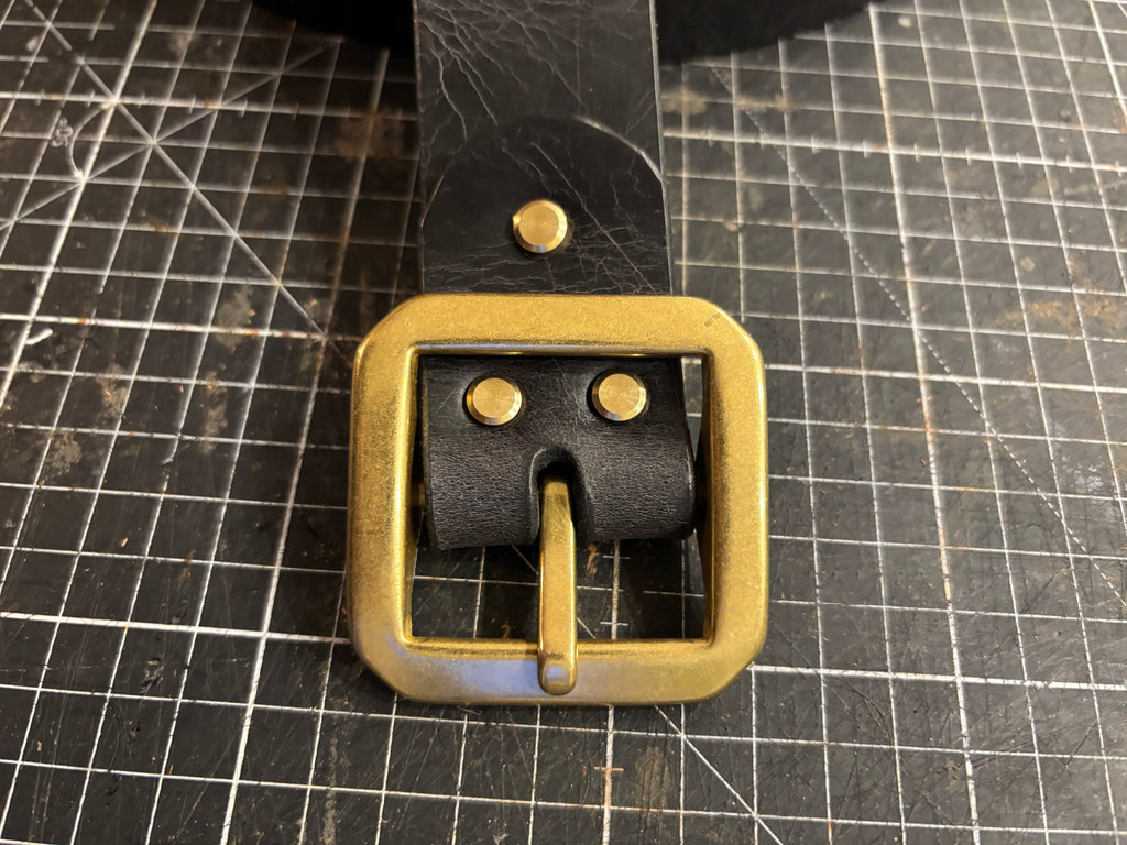 Leather Belt with Solid Brass Buckle