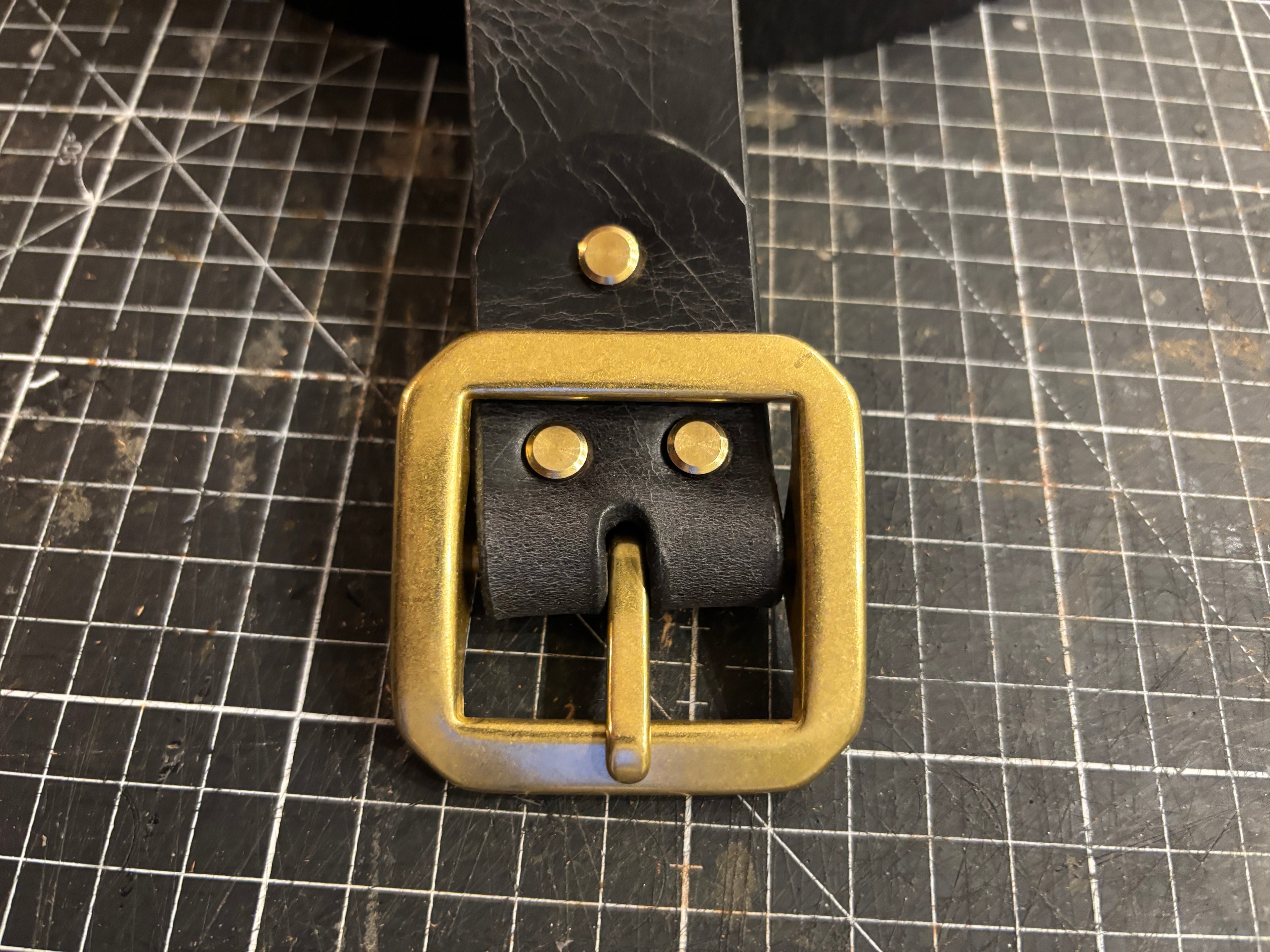 Leather Belt with Solid Brass Buckle