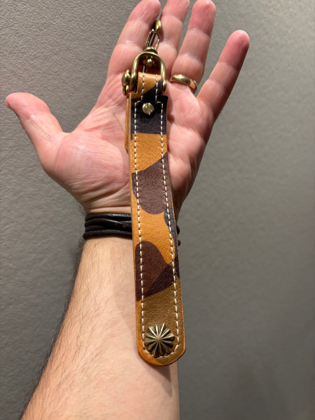Handcrafted Leather Key Belt Loop using EL VAQUERO Italian Camo Leather