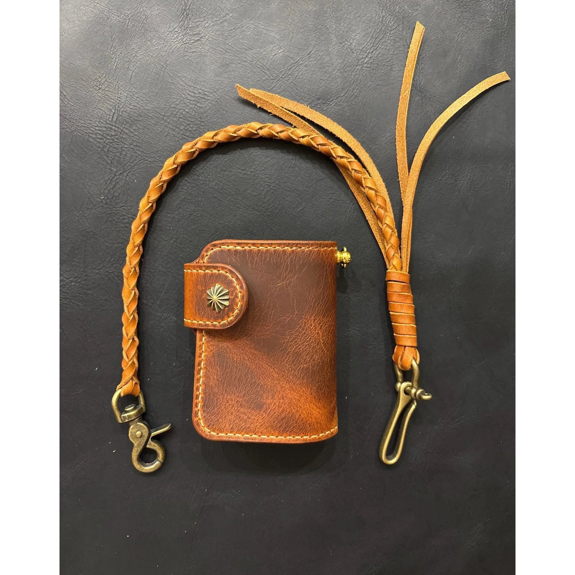 Biker wallet handcrafted using premium quality Waxy Vegetable Tanned Leather