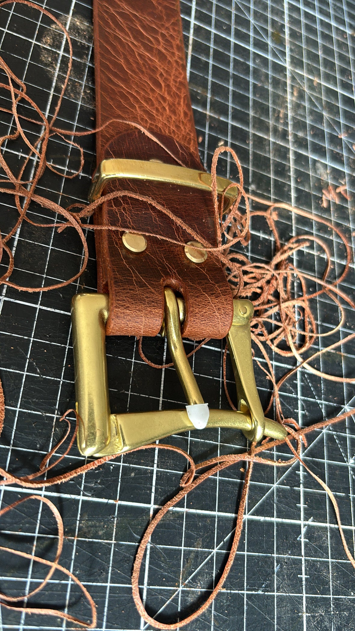 Leather Belt with Solid Brass Fireman Style Quick Release with Matching Brass Belt Keep