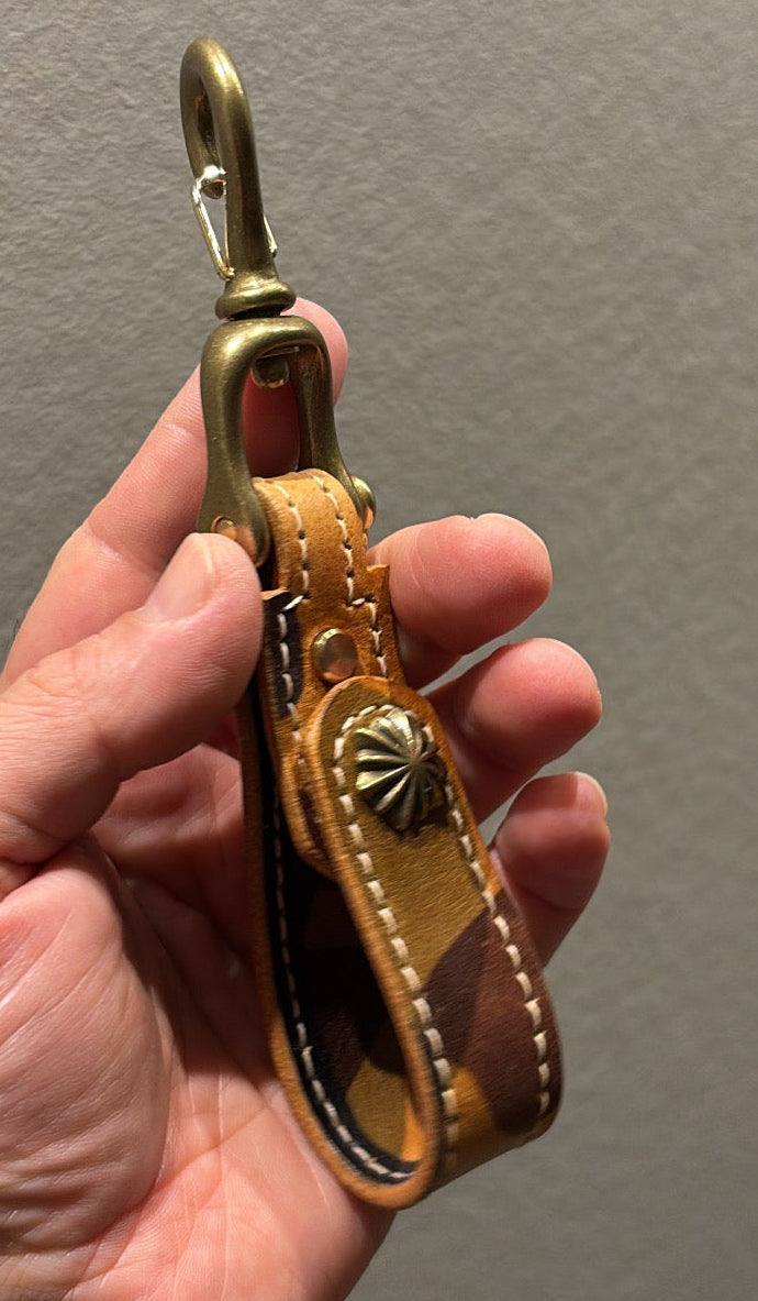 Handcrafted Leather Key Belt Loop using EL VAQUERO Italian Camo Leather