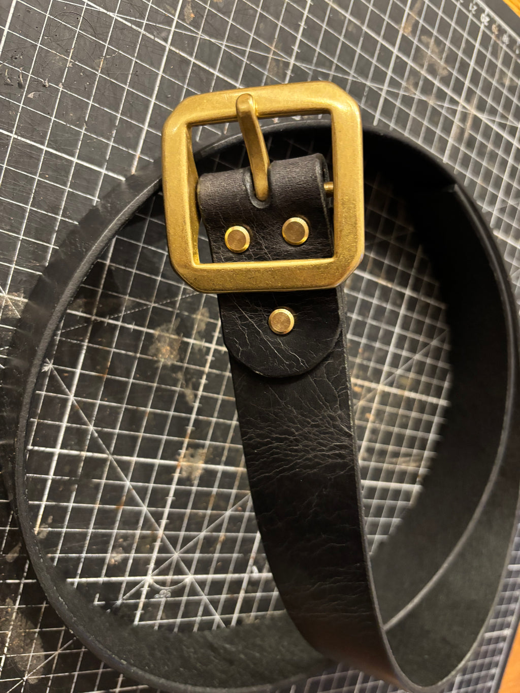 Leather Belt with Solid Brass Buckle