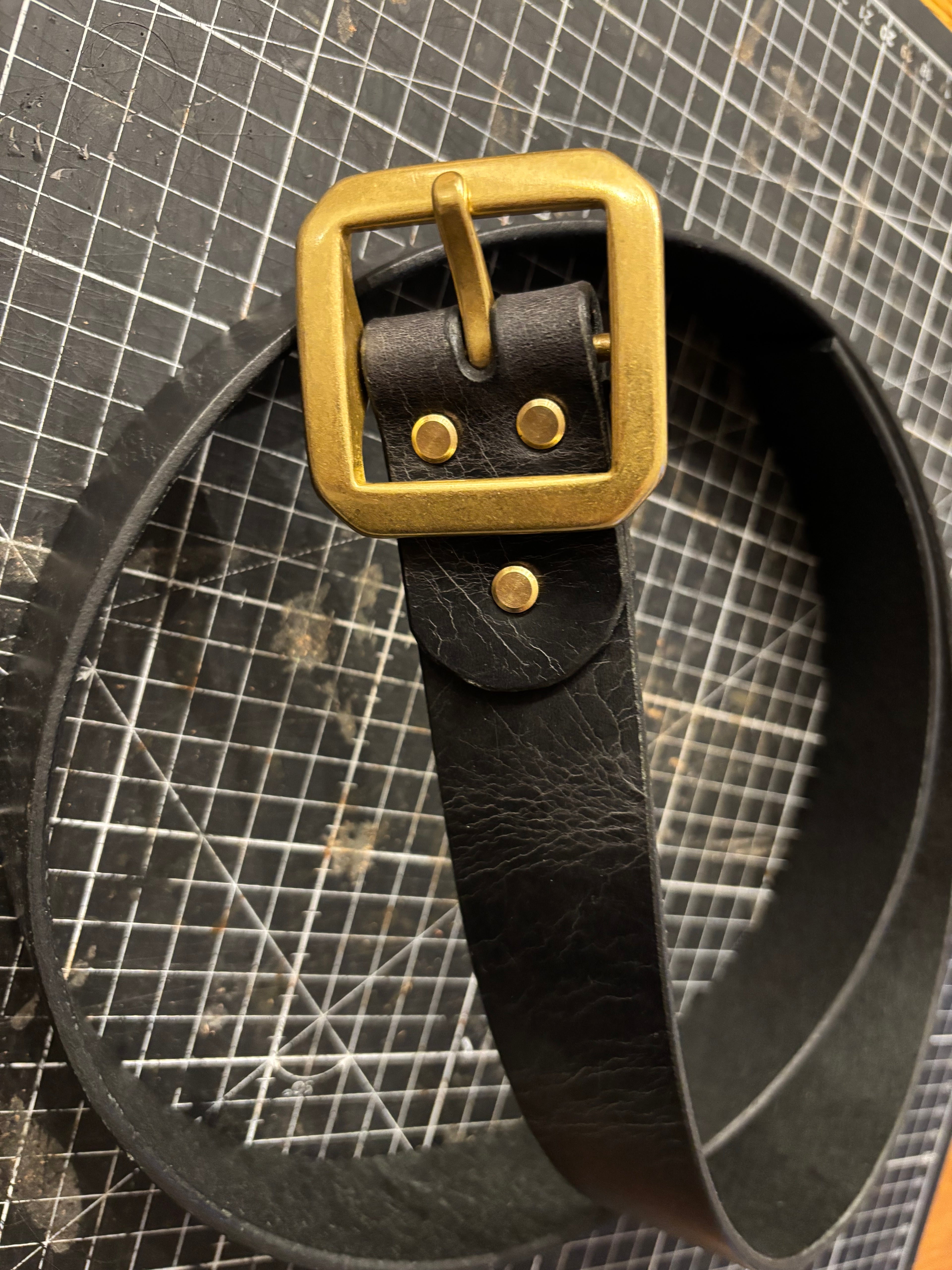 Leather Belt with Solid Brass Buckle